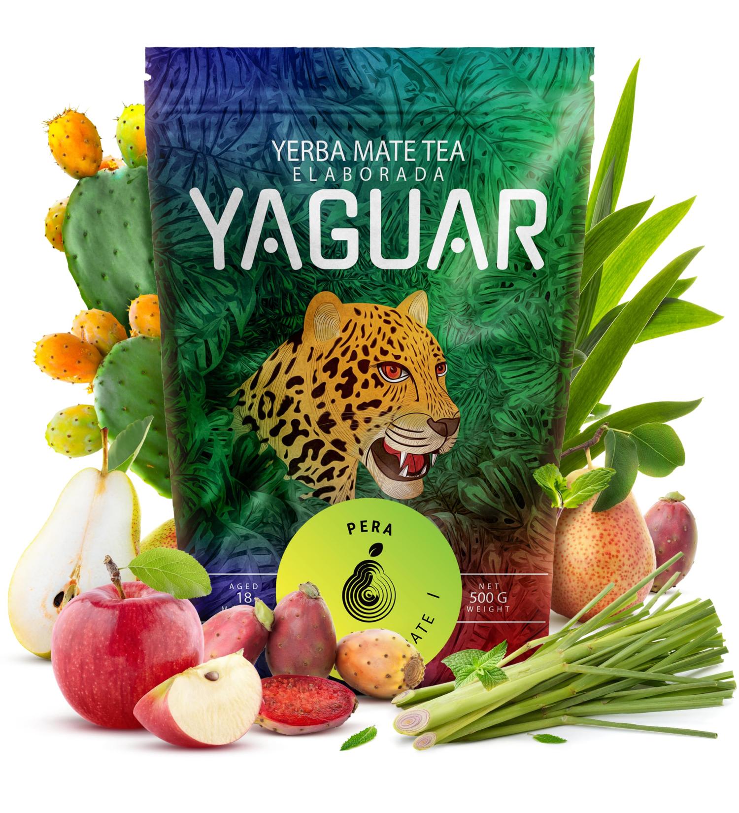 Venusti sp Z oo Yaguar Pera 05 kg Brazilian yerba mate with pear flavor 500 g Mild fruit flavor Lots of natural caffeine Traditional production methods - Buy Online on GoSupps.com