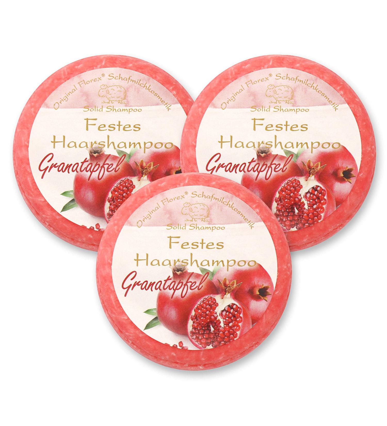 Florex Solid shampoo for hair 3 x 58g pomegranate with sheep's milk wrapped in plastic film