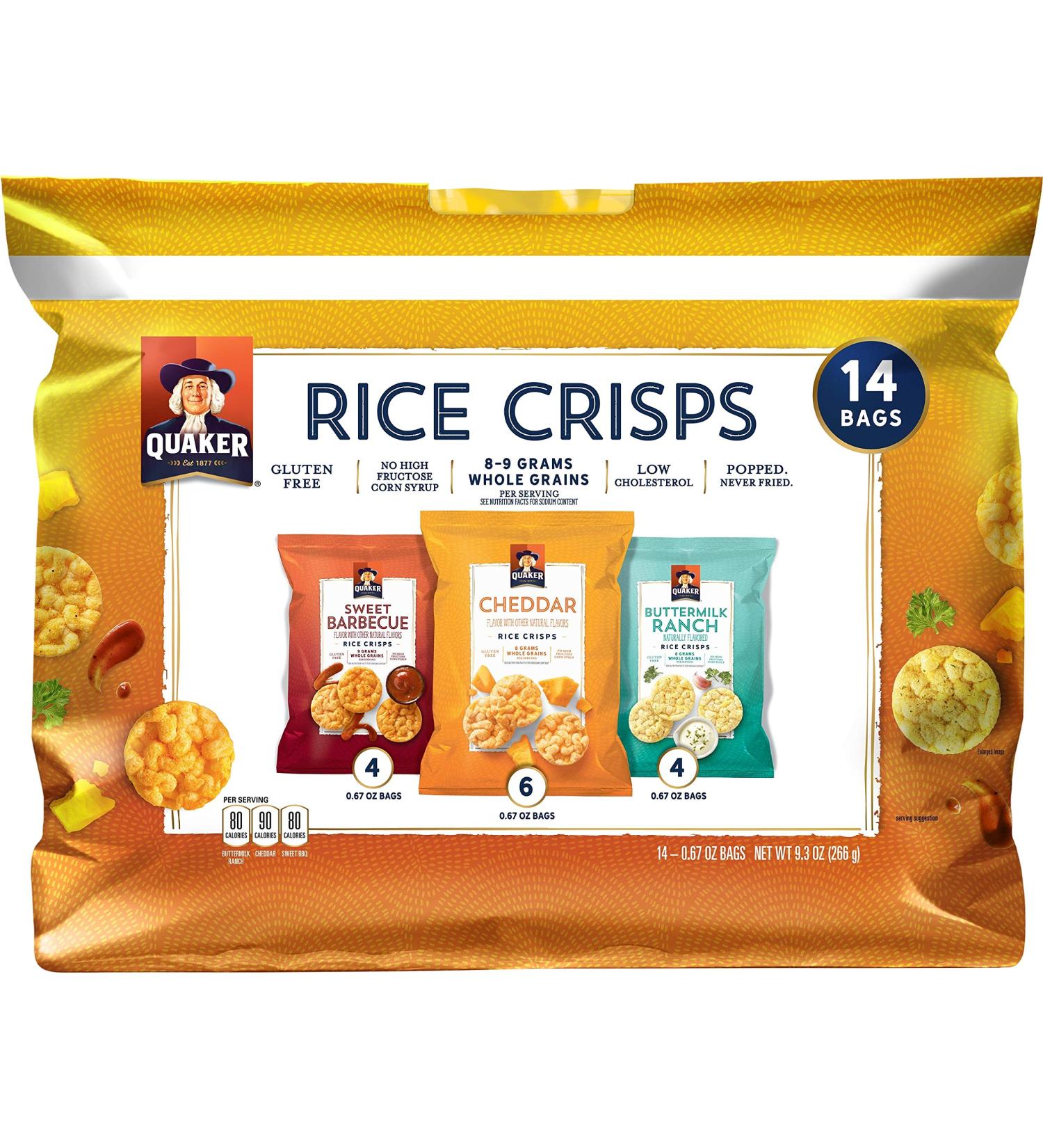 Quaker Rice Crisps Savory Variety Pack - 14 Single Serve Bags - Buy Online on GoSupps.com