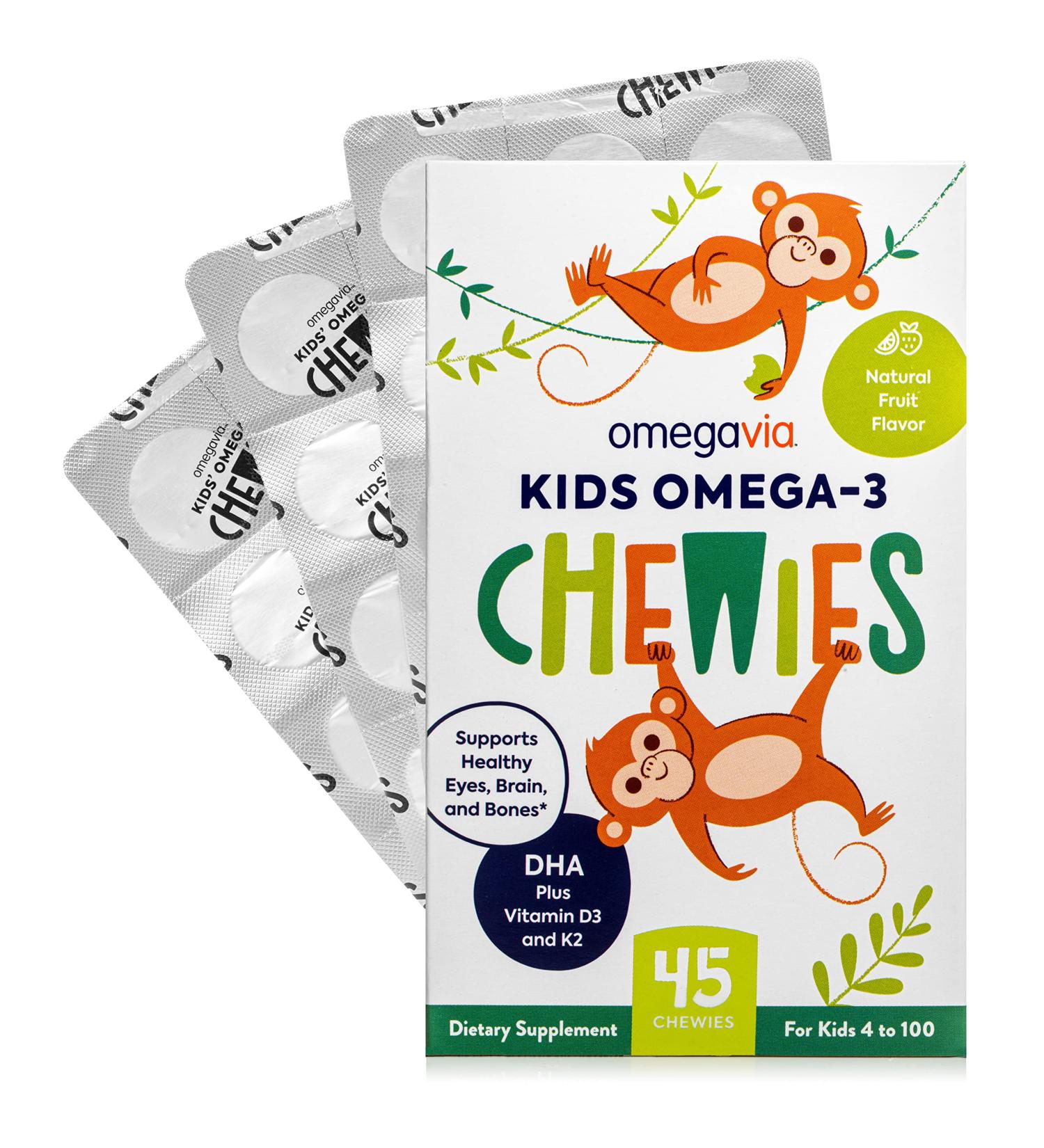 OmegaVia Kids Omega-3 Chewies - Strawberry Citrus Flavor, 45 Chewies - Buy Online on GoSupps.com