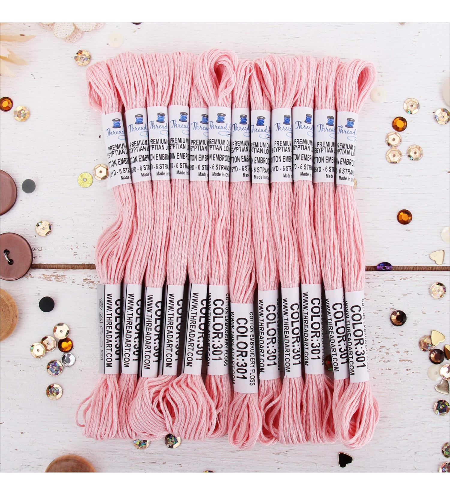 ThreadArt Premium Egyptian Cotton Embroidery Floss - Very Light Pink - 12 Skeins | 6 Strand Thread for Hand Embroidery, Friendship Bracelets, Cross Stitch - Buy Online on GoSupps.com