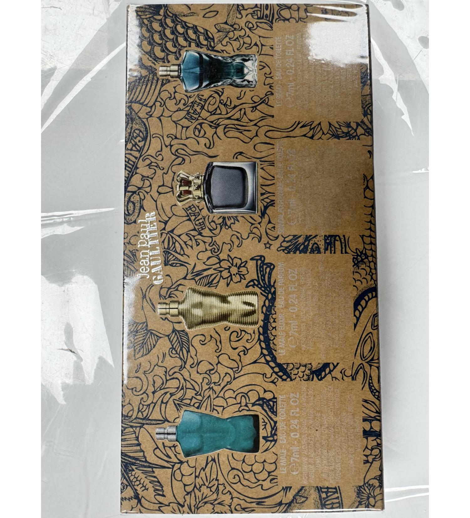 Jean Paul Gaultier 4-Piece Travel Set for Men (Le Male 0.24 Oz + Le Male Elixir 0.24 Oz + Scandal 0.24 Oz + Beau 0.24 Oz)