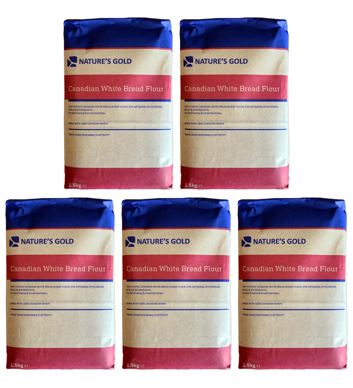 Nature's Gold 100% Very Strong Canadian White Bread Flour 1.5kg (Pack of 5) - Buy Online on GoSupps.com
