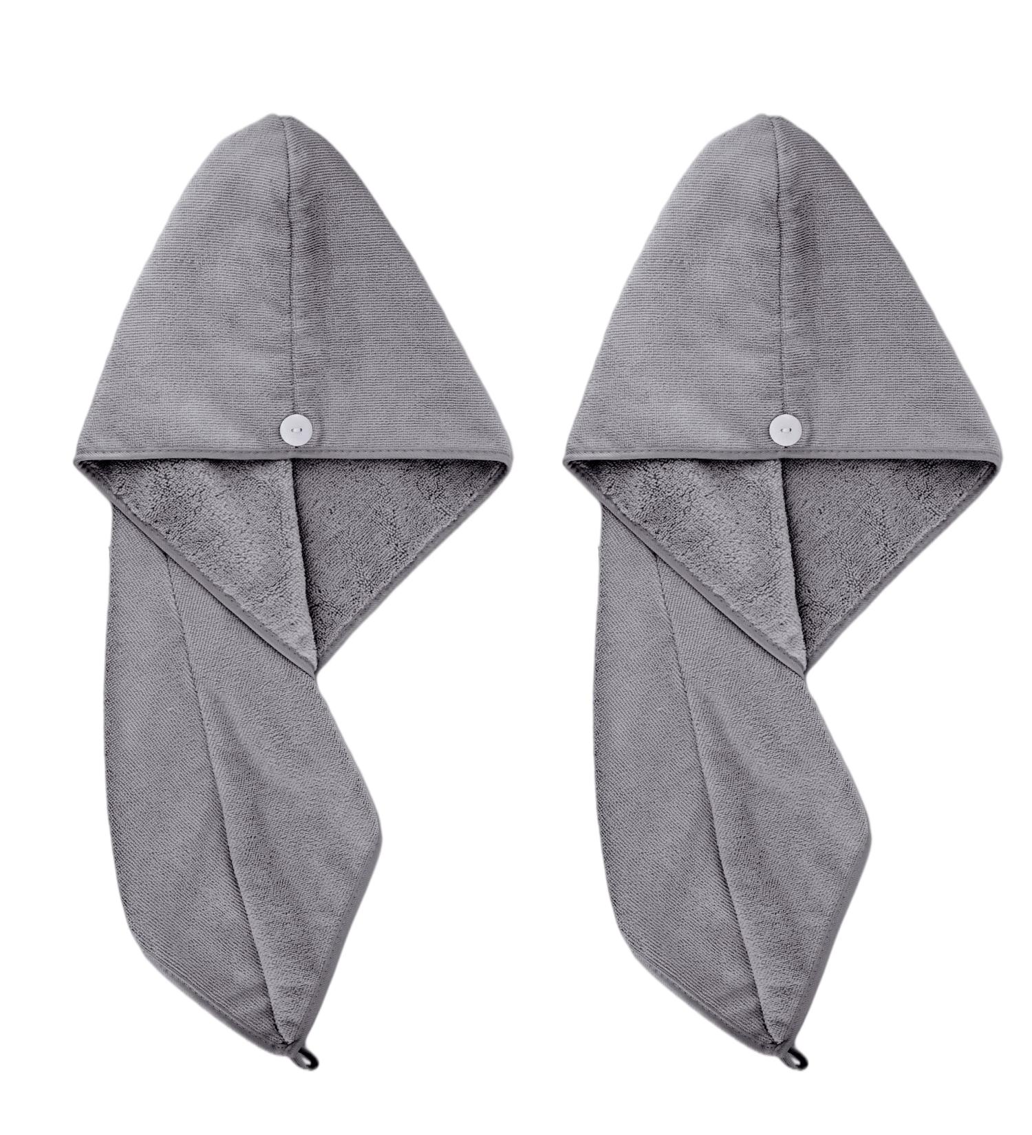 POLYTE Microfiber Hair Turban Wrap Drying Towel - 12x28 Large - 2 Pack Dark Gray - Buy Online on GoSupps.com