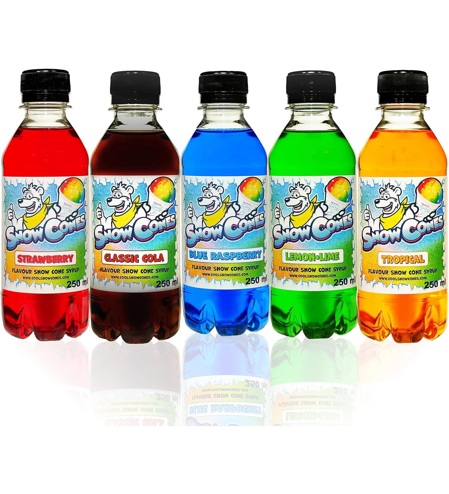 Slush Syrup - Snow Cone Syrup - 5 x 250ml Bottles of Our Most Popular Flavours - Can be Used with All Slush - Slushie Machines - Buy Online on GoSupps.com