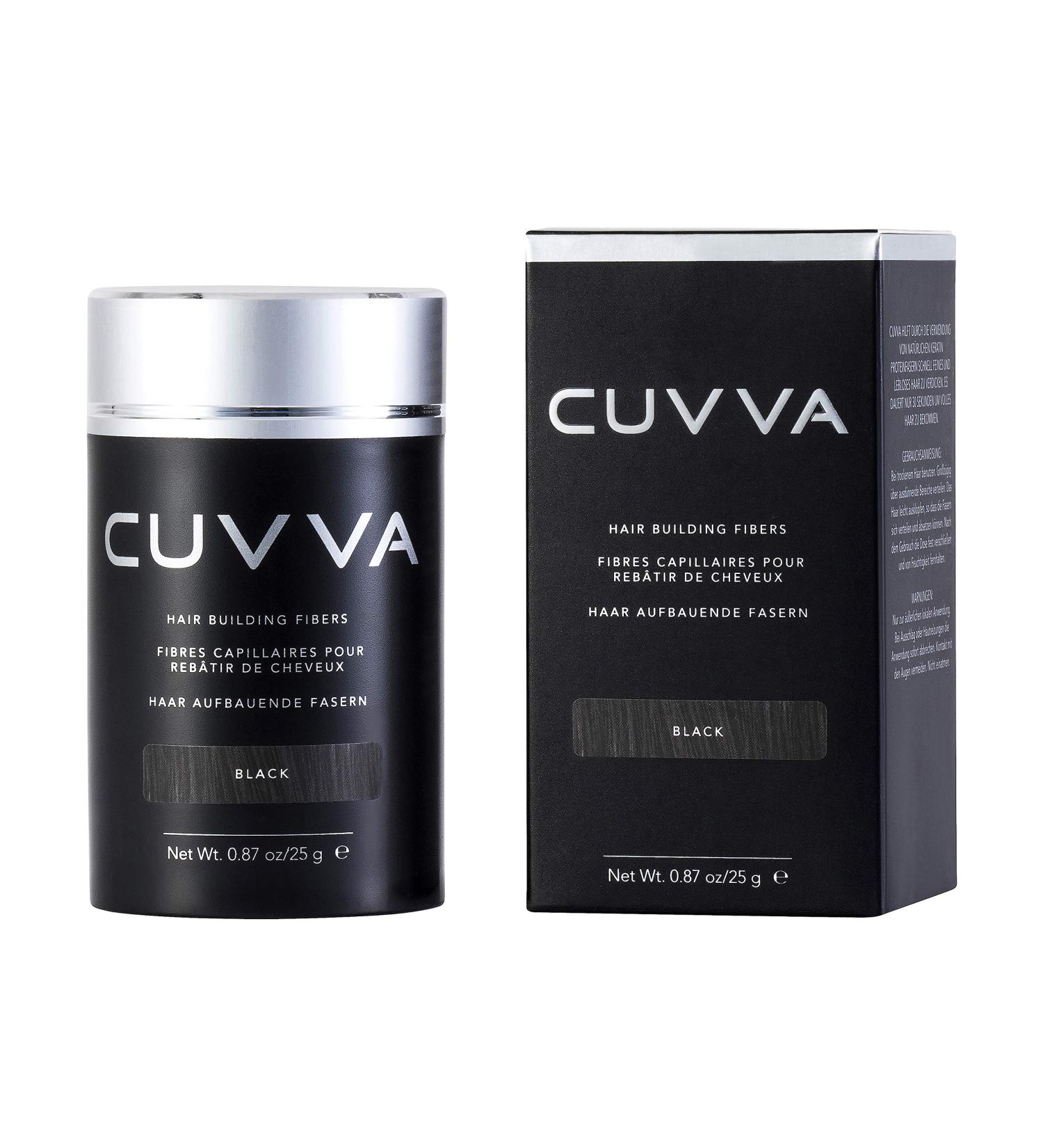 CUVVA Hair Fibers: Keratin Hair Building Fiber Loss Concealer - Thicker Hair in 15 Seconds - Black (0.87oz/25g) - Buy Online on GoSupps.com