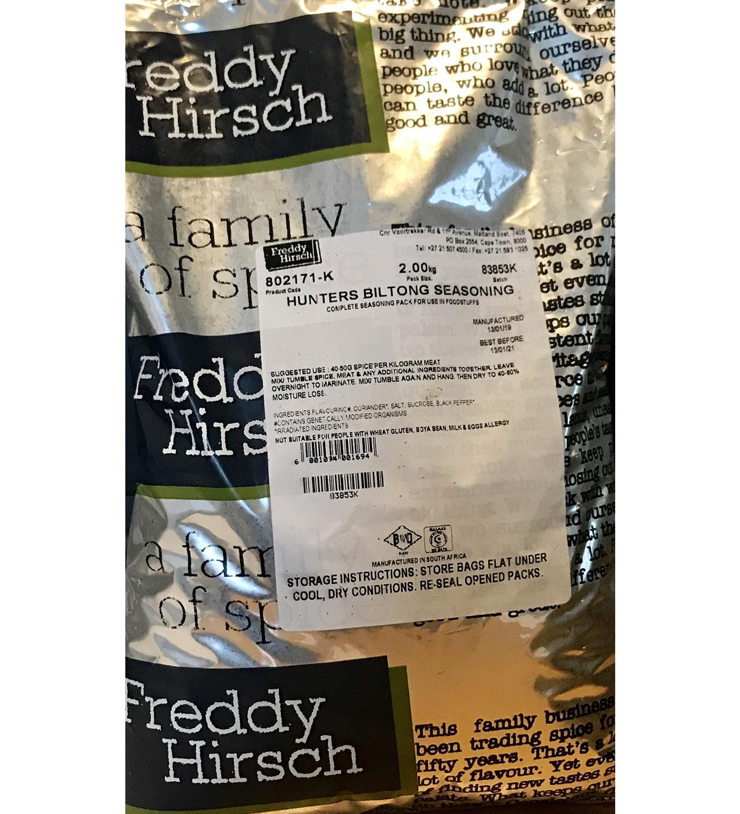 Hunters Biltong Spice Freddy Hirsch 2kg- South African Spices for Biltong