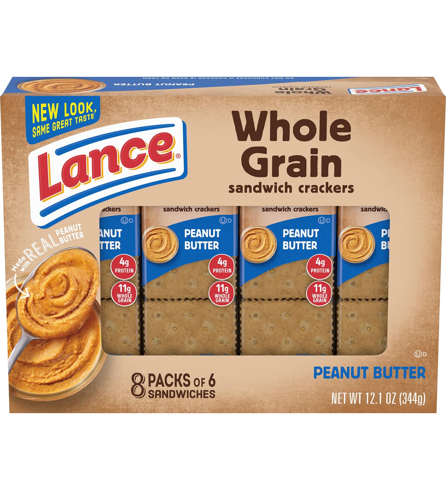 Lance Whole Grain Peanut Butter Sandwich Crackers - 8 Ct Box - Buy Online on GoSupps.com