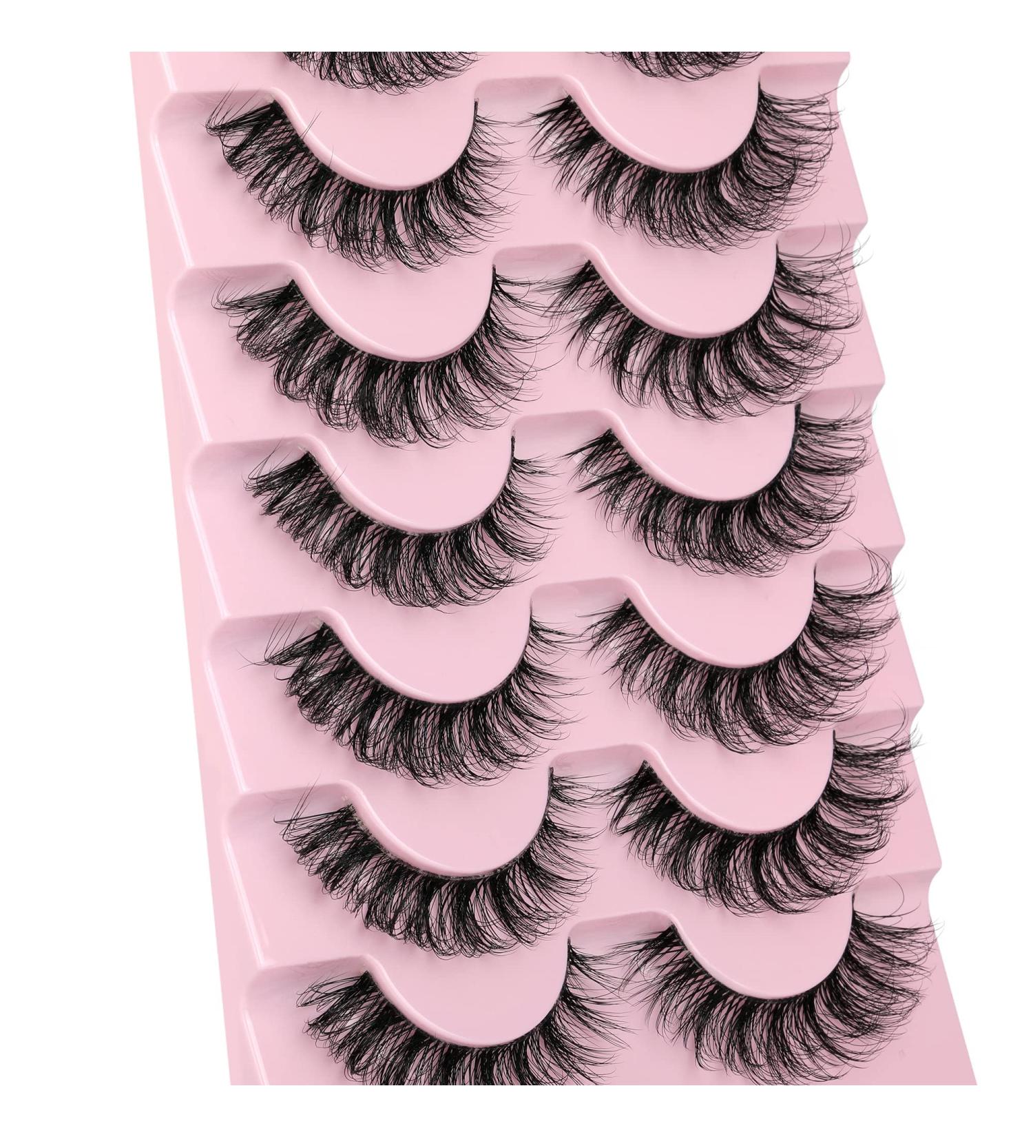 JIMIRE 3D Faux Mink Wispy Curly Eyelashes 15mm - 7 Pairs Pack for Fluffy Natural Volume Cat Eye Look | Clear Band | 8-15mm - Buy Online on GoSupps.com