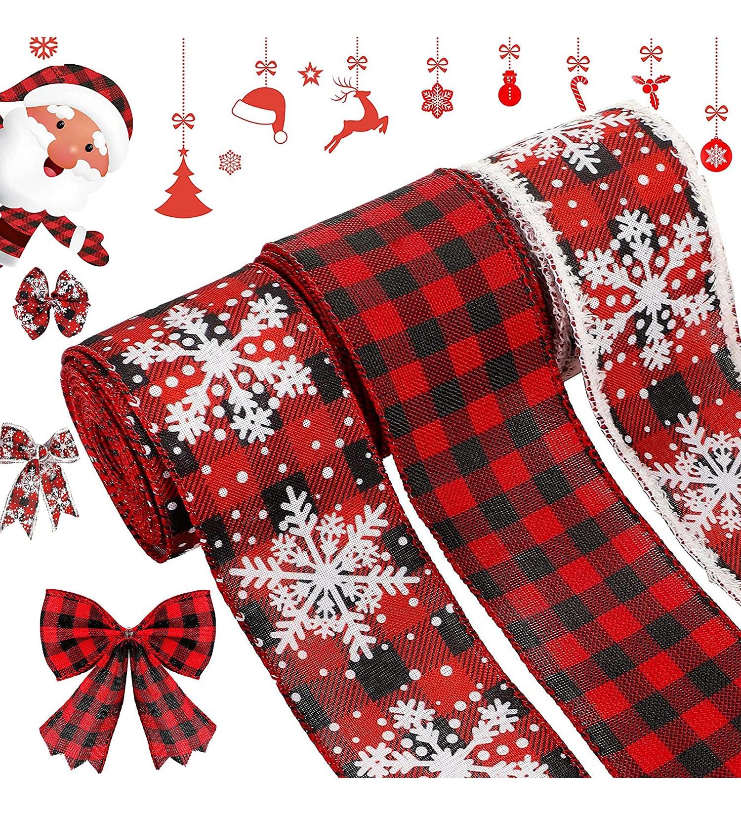 Christmas Buffalo Plaid Ribbon 3 Rolls 6.56Yards x 2.5 Inch Burlap Wired Edge Plaid Ribbon Fabric Craft Ribbon for Gift Wrapping DIY Crafts Christmas Decorations Floral Bows Wreath - Buy Online on GoSupps.com