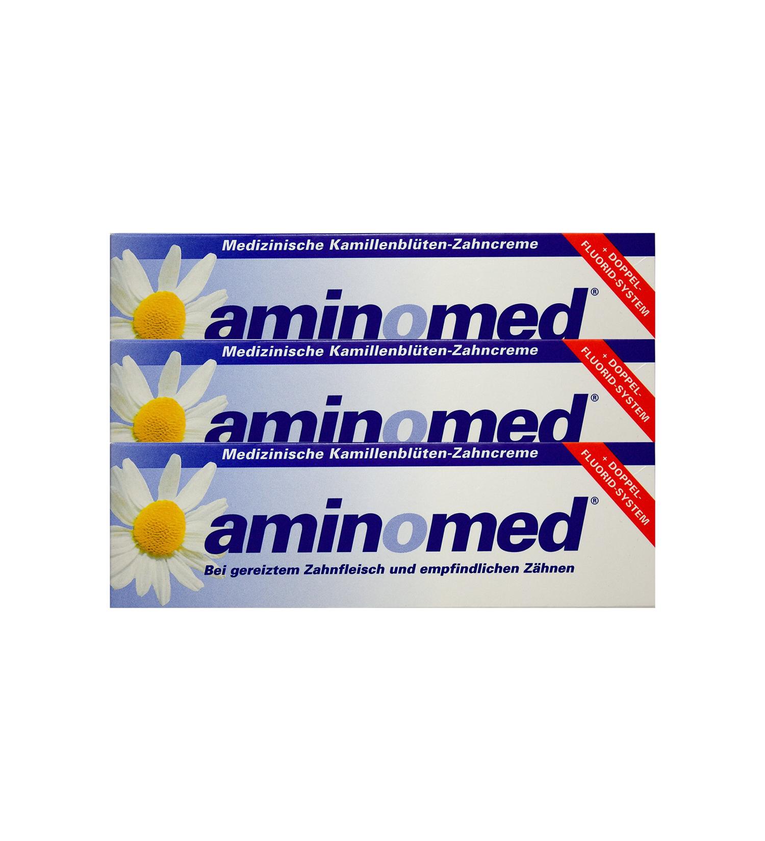 3x 75ml Aminomed for irritated gums & sensitive teeth Chamomile flowers