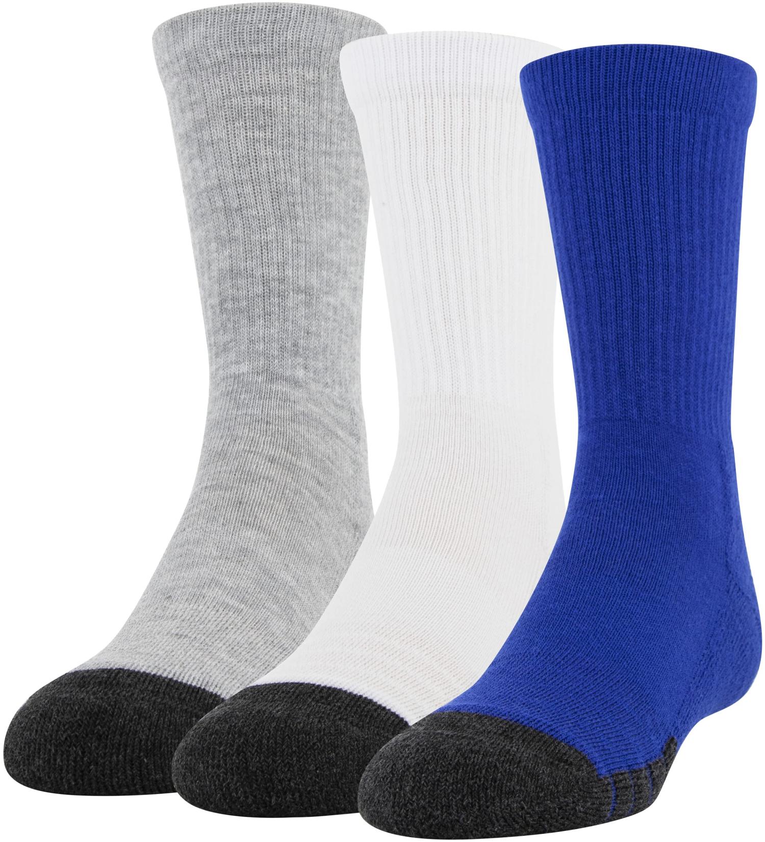 Under Armour Youth Performance Tech Crew Socks - 3 Pack Royal Assorted - Small - Buy Online on GoSupps.com