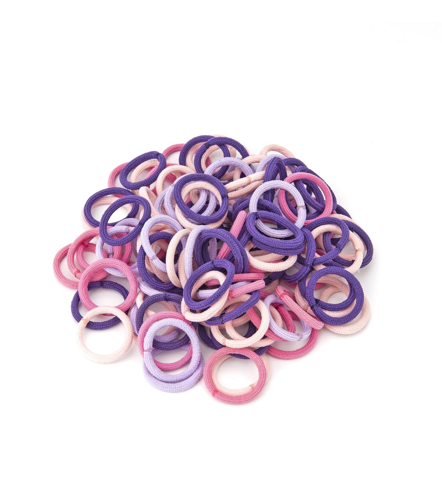 100 Pcs Mini Colorful Elastic Hair Ties for Girls - Gradient Purple Toddler Ponytail Holders - Buy Online on GoSupps.com