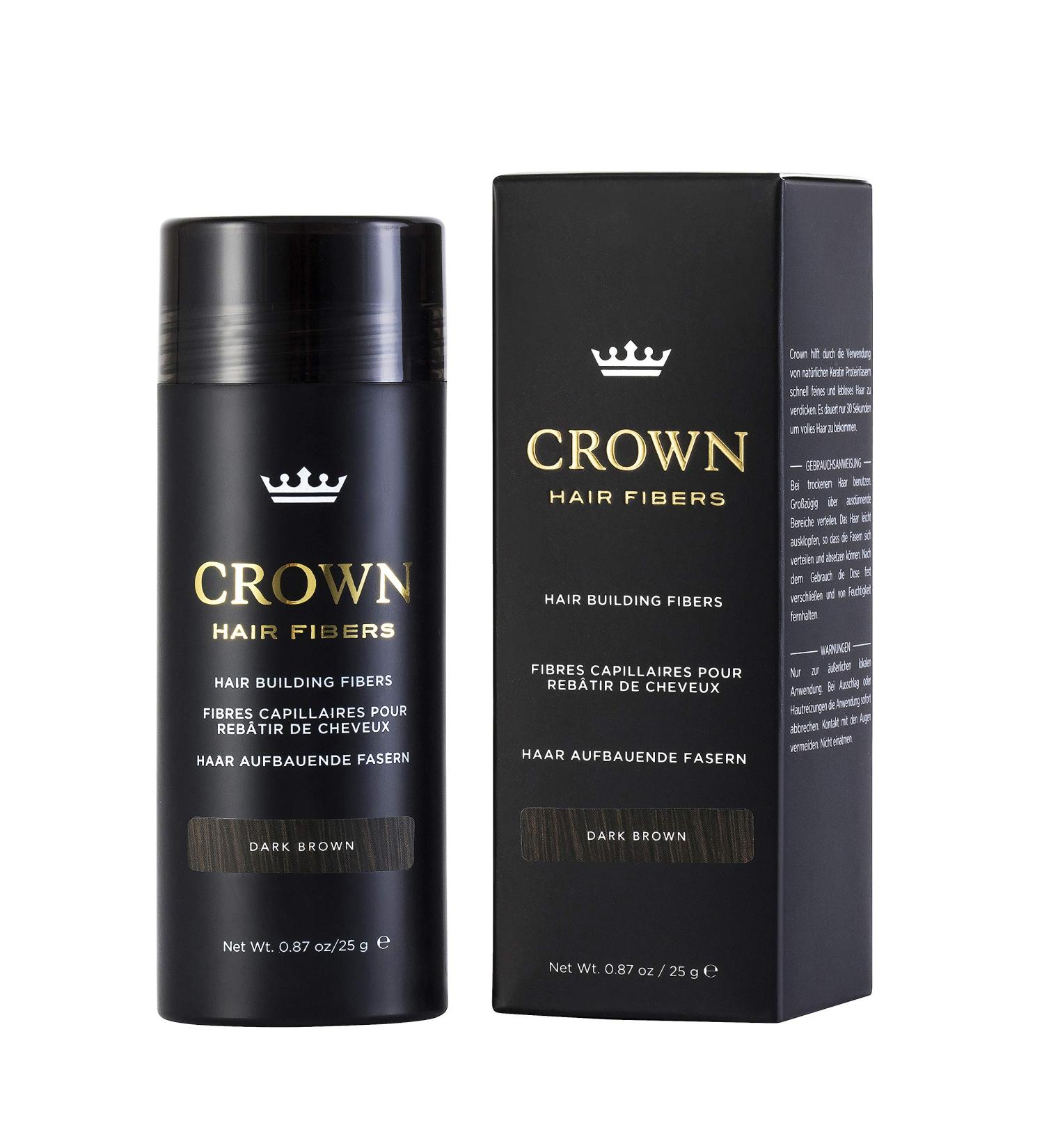 CROWN Hair Fibers for Thinning Hair - Dark Brown 0.87oz/25g Bottle | Natural Keratin Hair Loss Concealer for Men & Women - Buy Online on GoSupps.com