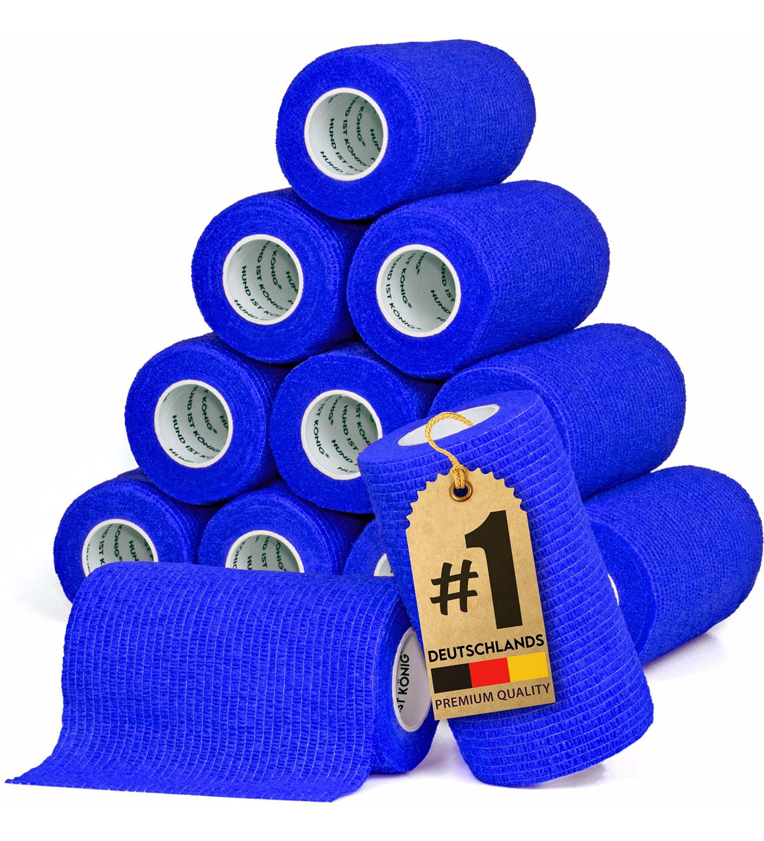 Hund ist K nig Self-Adhesive Elastic Bandage 12x4.7m - Perfect for Humans & Animals | 10 cm x 4.7 m Rolls (Blue) - Shop Now! - Buy Online on GoSupps.com