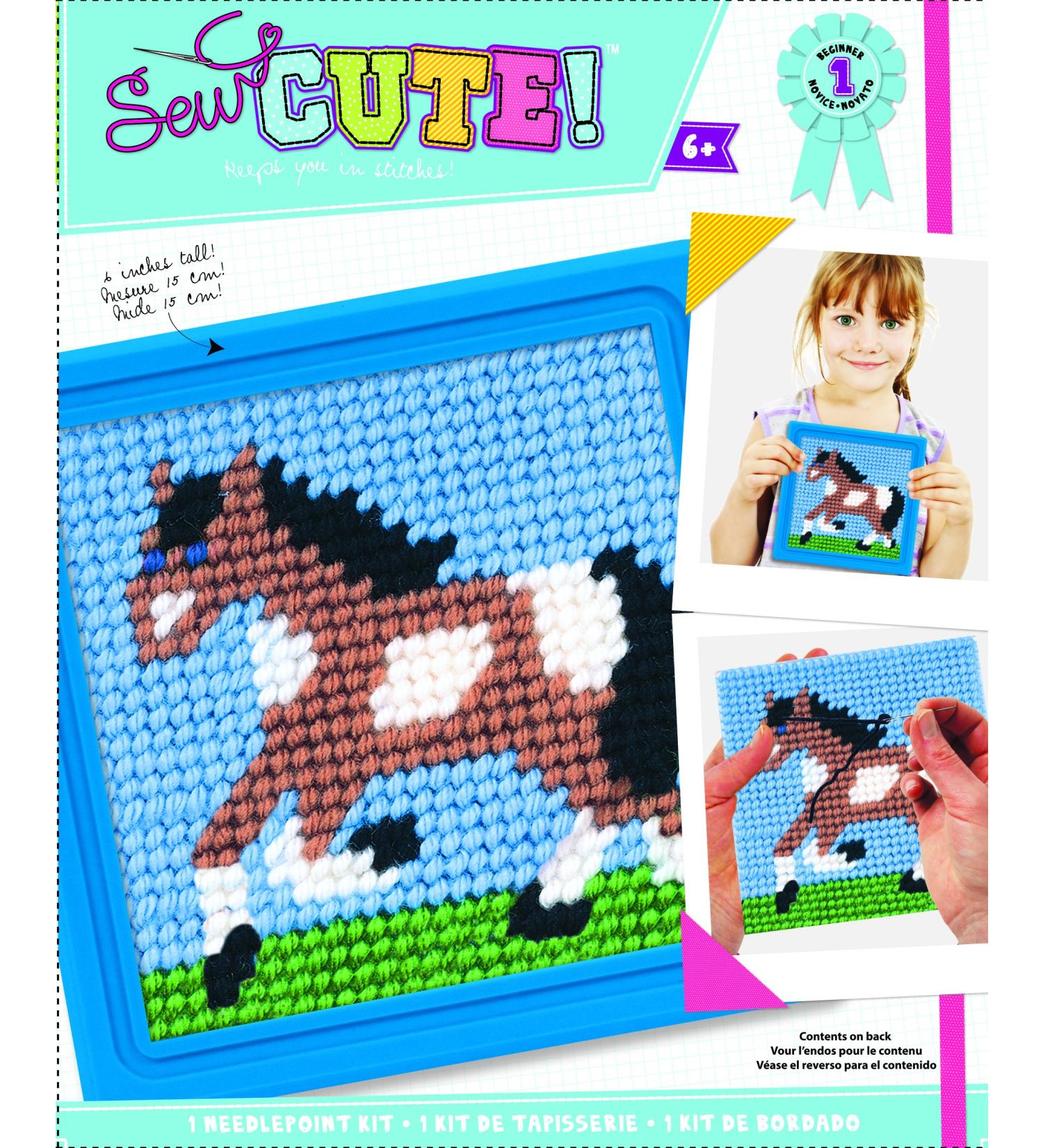 Colorbok Horse Learn to Stitch Needlepoint Kit - 6x6 Blue Frame - 1 Pack - Buy Online on GoSupps.com