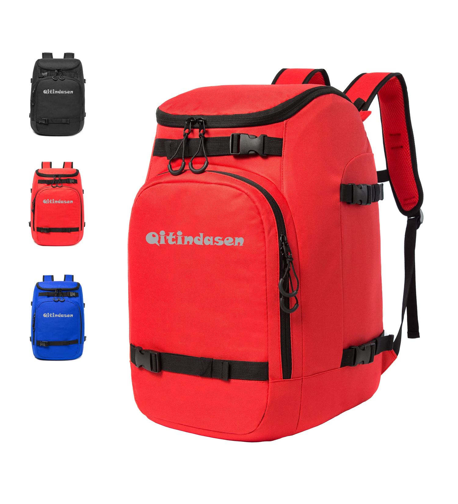 Qitindasen 50L Ski Boot Bag Ice Skate Travel Backpack - Red | Ski Helmet, Goggles, Gloves, Skis, Snowboard & Accessories - Buy Online on GoSupps.com