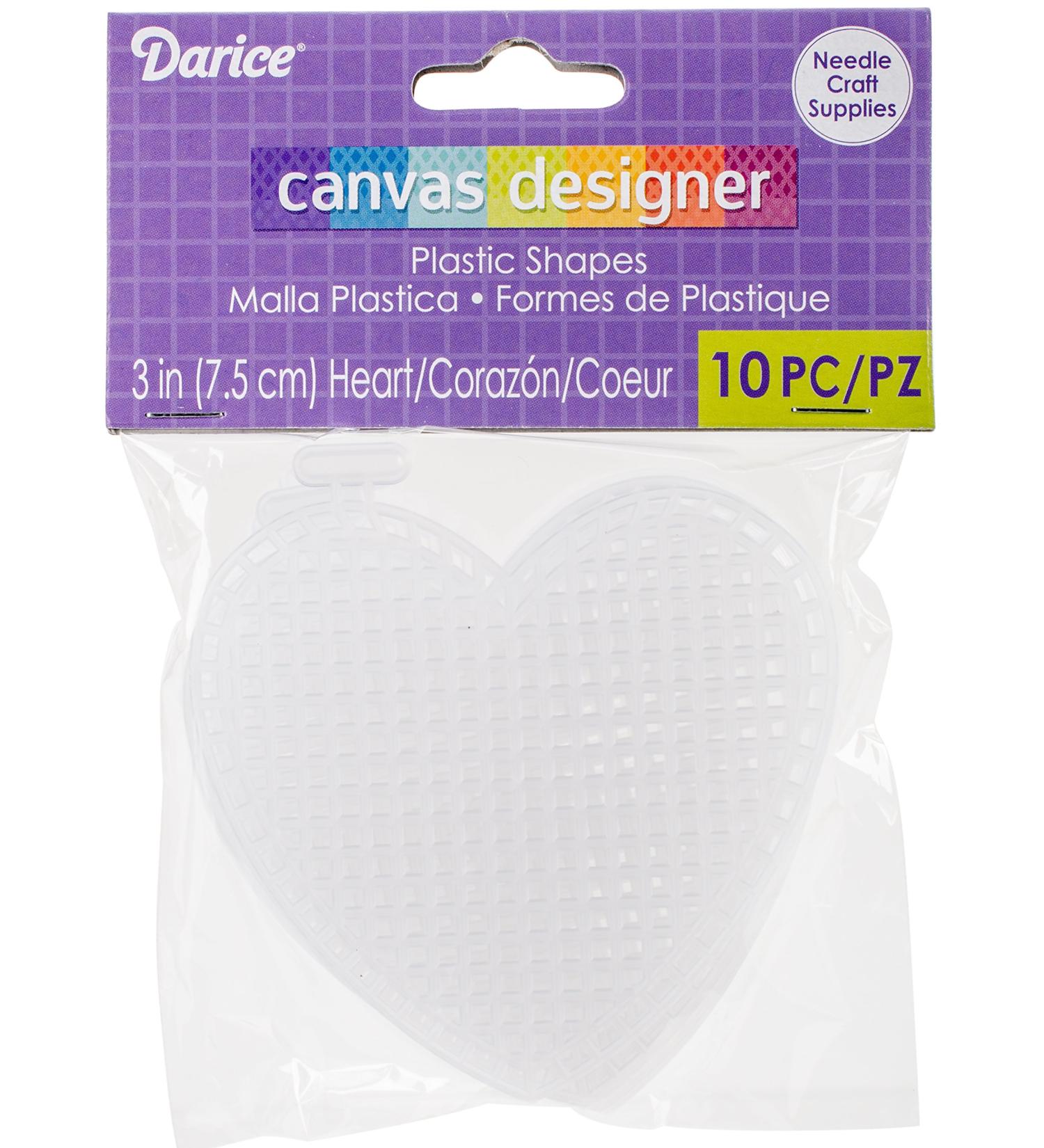 Darice 10-Piece Heart Plastic Canvas Shape  3-Inch  Clear