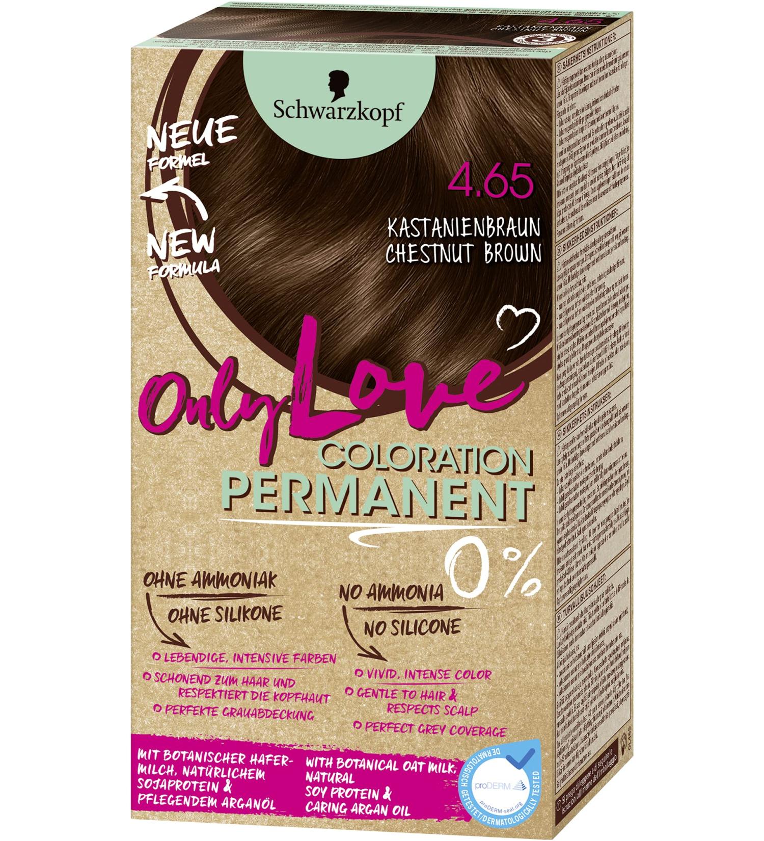 ONLY Love Coloring 4.65 Chestnut Brown - Gentle Permanent Hair Color Lively Intense Shades Perfect Gray Coverage - 143 ml (1 Pack) - Buy Online on GoSupps.com