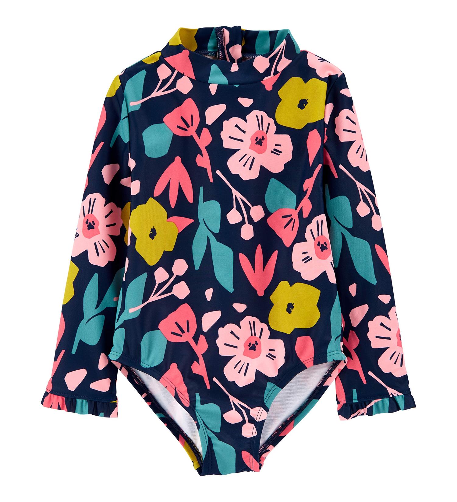 Simple Joys by Carter's Baby Girls' Long Sleeve One Piece Swimsuit - Navy Floral (4 Years) - Buy Online on GoSupps.com