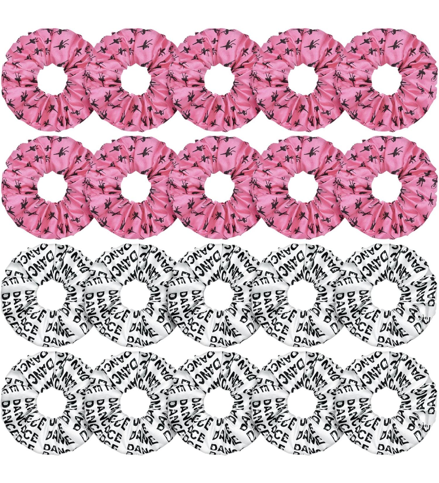 20 Pieces Girls Dance Hair Scrunchies - Ballet Pattern White Pink Hair Ties for Gymnastics & Dance Accessories - Buy Online on GoSupps.com