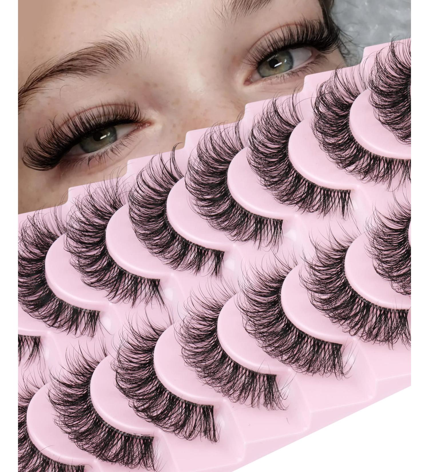 Yawamica Cat Eye 10 Pairs Pack False Eyelashes - Wispy Natural Mink Lashes Clear Band - Fluffy Russian Strip Lashes C Curl - 8-16MM - Cat Eye Design - Buy Online on GoSupps.com