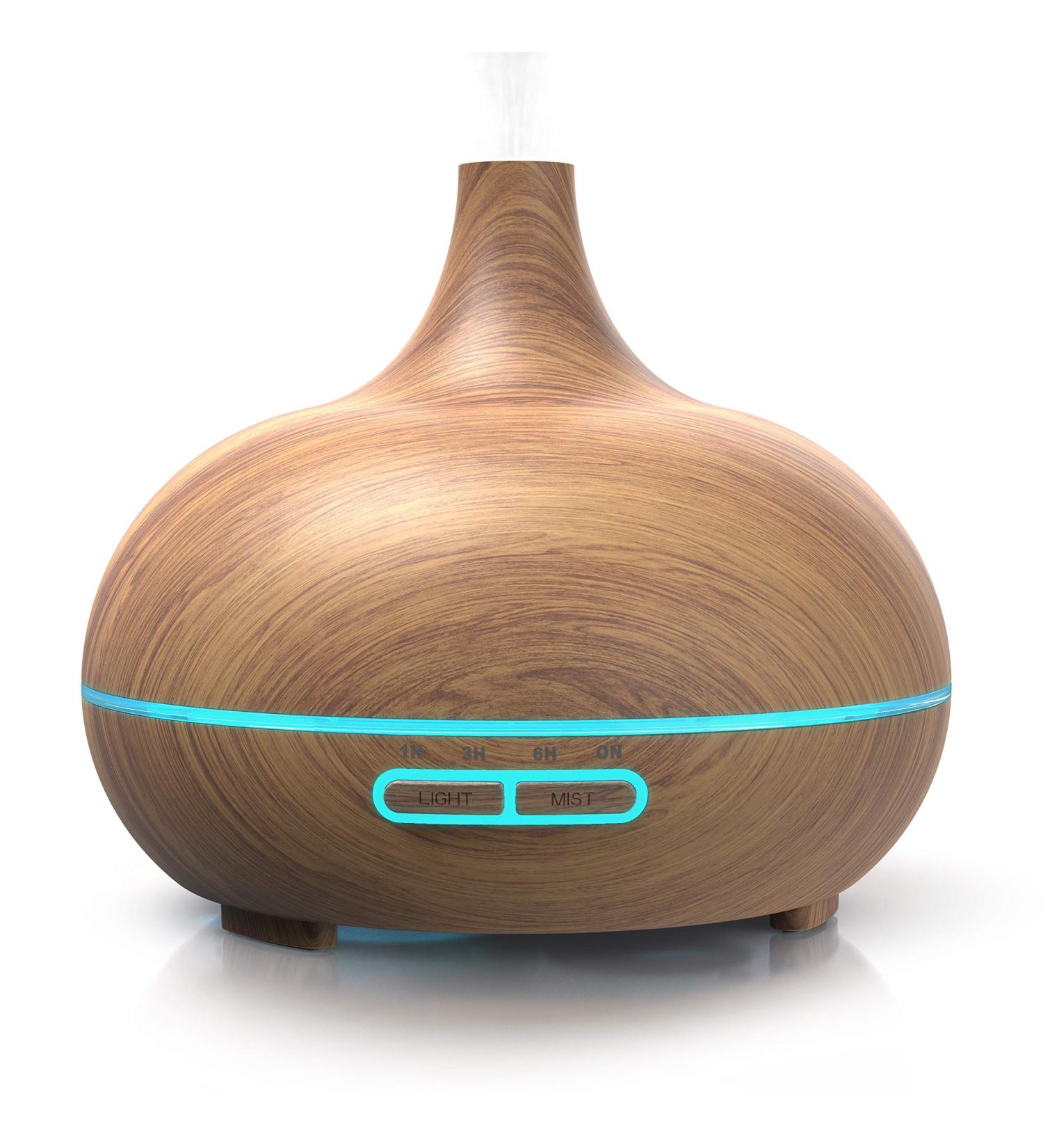 ARENDO Ultrasound LED Aroma Diffuser 300 ml - Humidifier with Timer & 7 LED Colors - Quiet Operation & Wooden Decor for Home Use - Buy Online on GoSupps.com