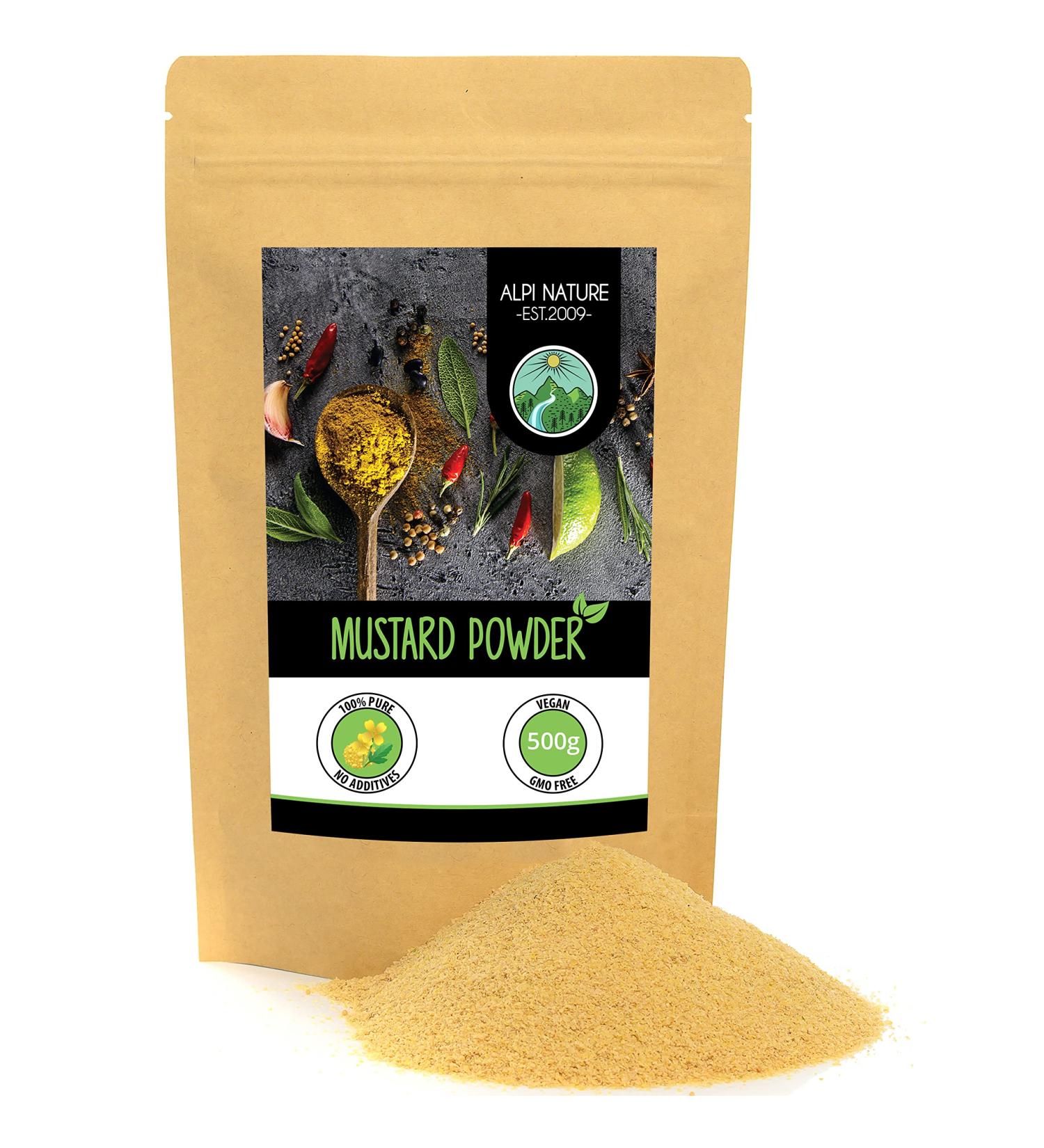 Premium Mustard Powder (500g) - 100% Natural Ground Mustard Seeds, No Additives - 1.1lb Pack - Buy Online on GoSupps.com