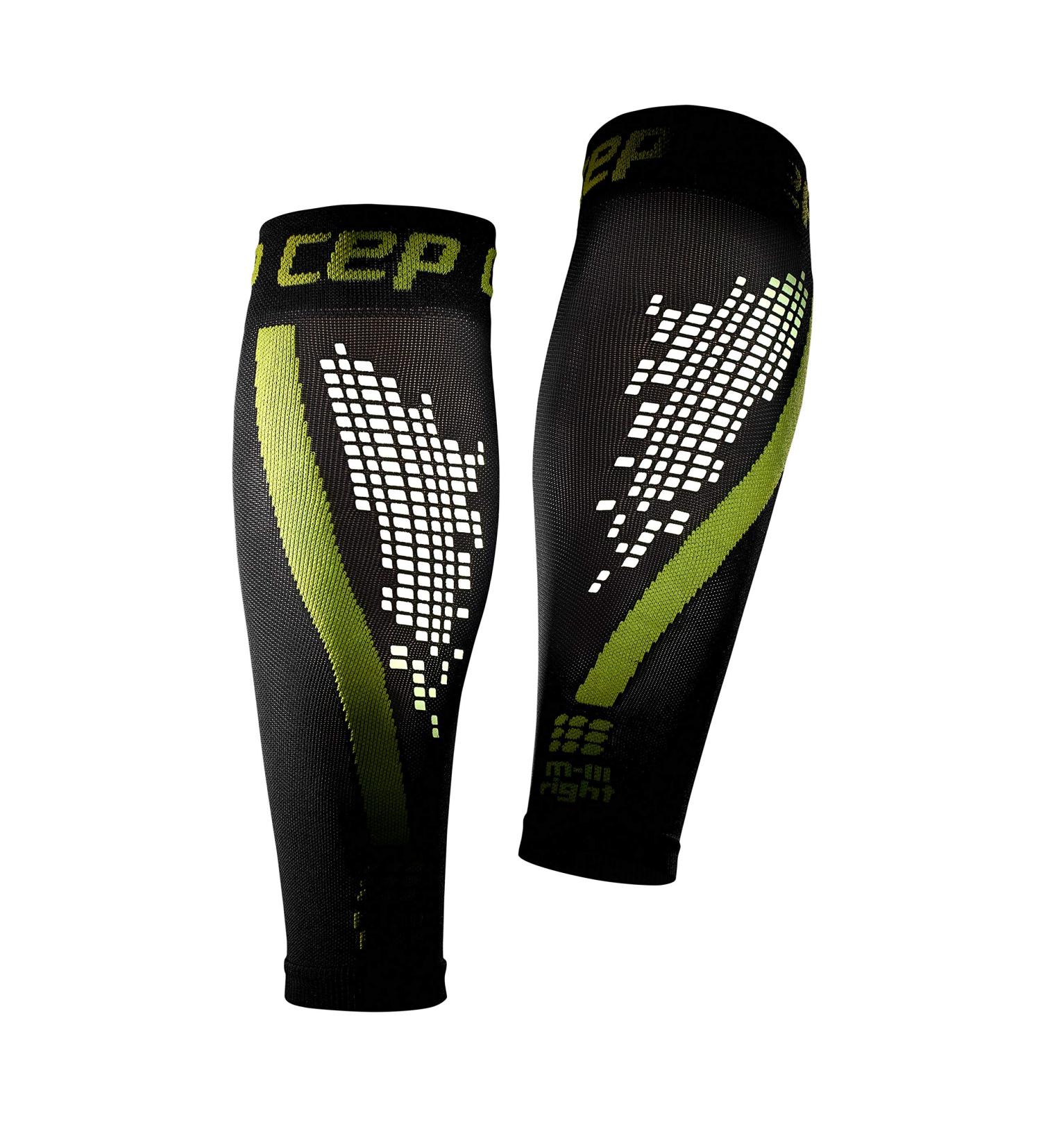 CEP Nighttech Calf Sleeve 2.0 | Reflective Women's Compression Leg Gums | Medi Size LV Black/Green Socks for Ultimate Calf Support - Buy Online on GoSupps.com