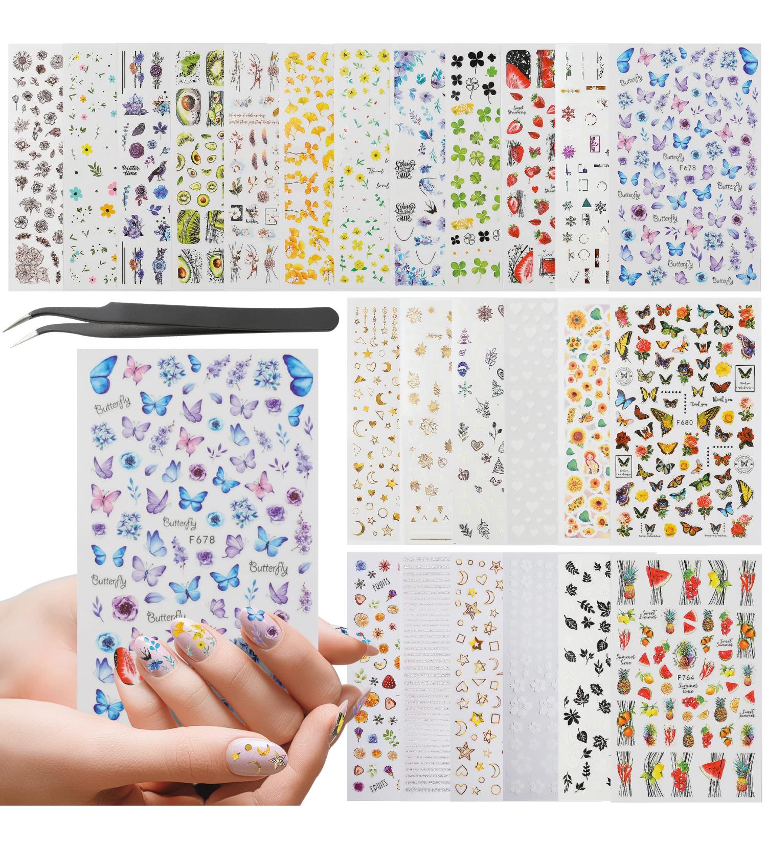 Nail Art Stickers: 24 Self-Adhesive Decals for Creative Nail Designs - Large Sheets Included | Nail Supplies Kit - Buy Online on GoSupps.com