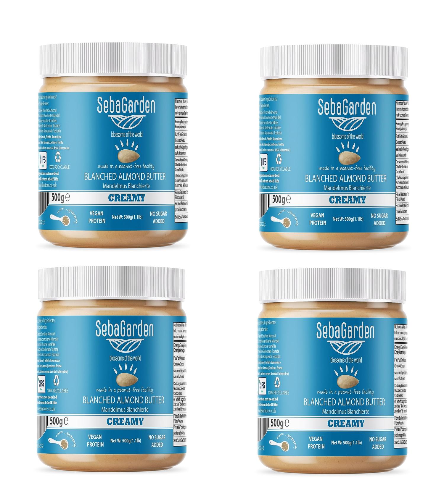 Buy Almondmus White Almond Muscle - Seba Garden Blanched Almond Butter 2kg | Salt-Free Unsweetened Gluten-Free Peanut-Free Vegan Paleo (500g x 4 Pack) - International Shipping Available - Buy Online on GoSupps.com