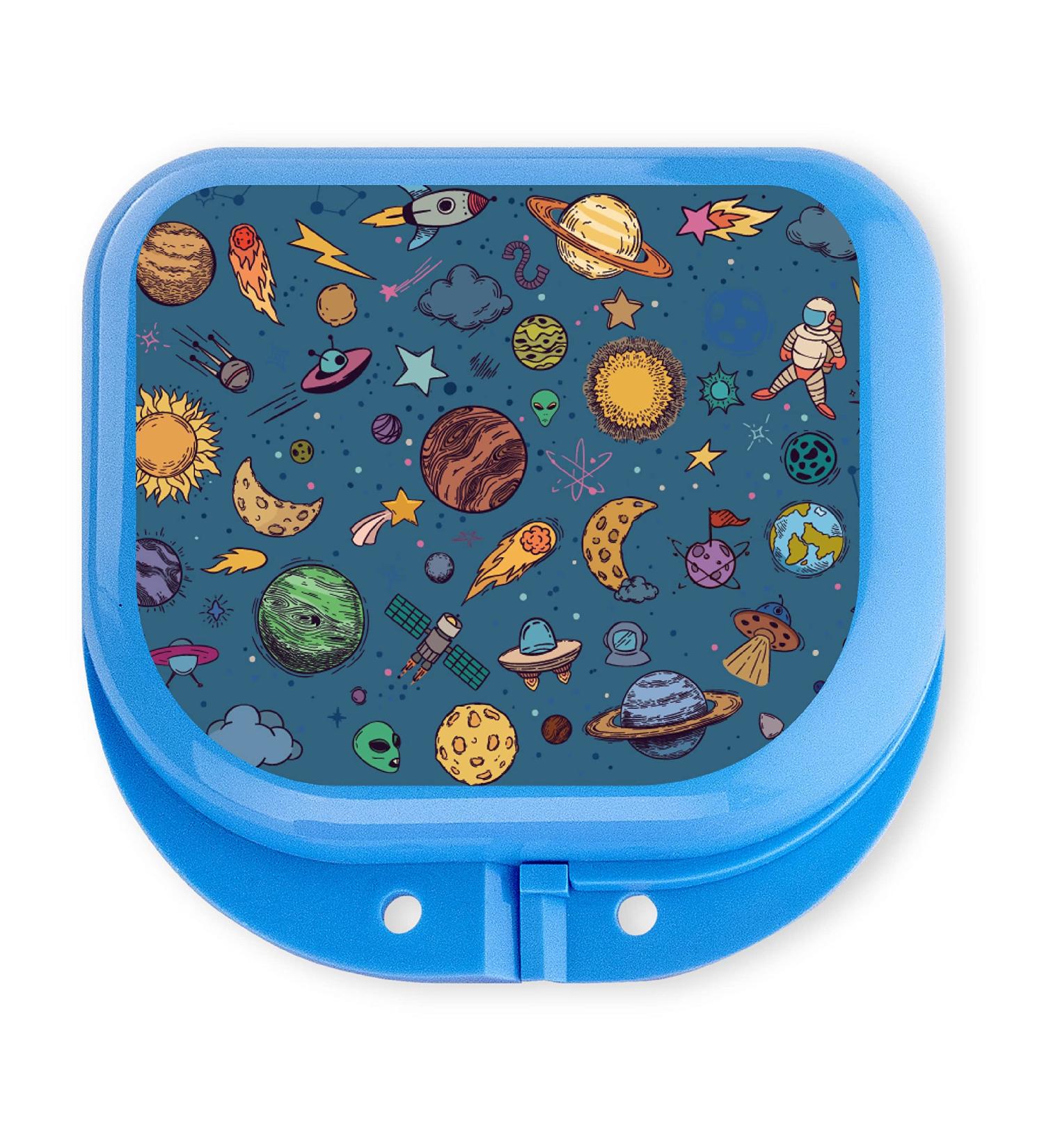 Cute Retainer Holder Case with Funny Cartoon Design - Blue | 1 Pack Aligner & Night Guard Case with Space Patterns - Buy Online on GoSupps.com