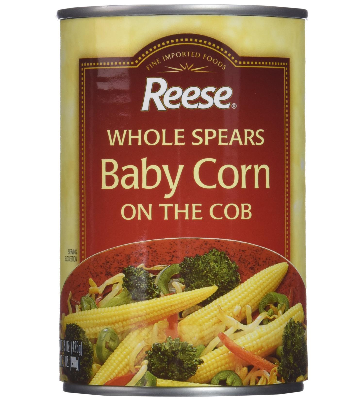 Reese Baby Corn - 15 oz Tin (Pack of 12) | Premium Quality Canned Vegetables - Buy Online on GoSupps.com