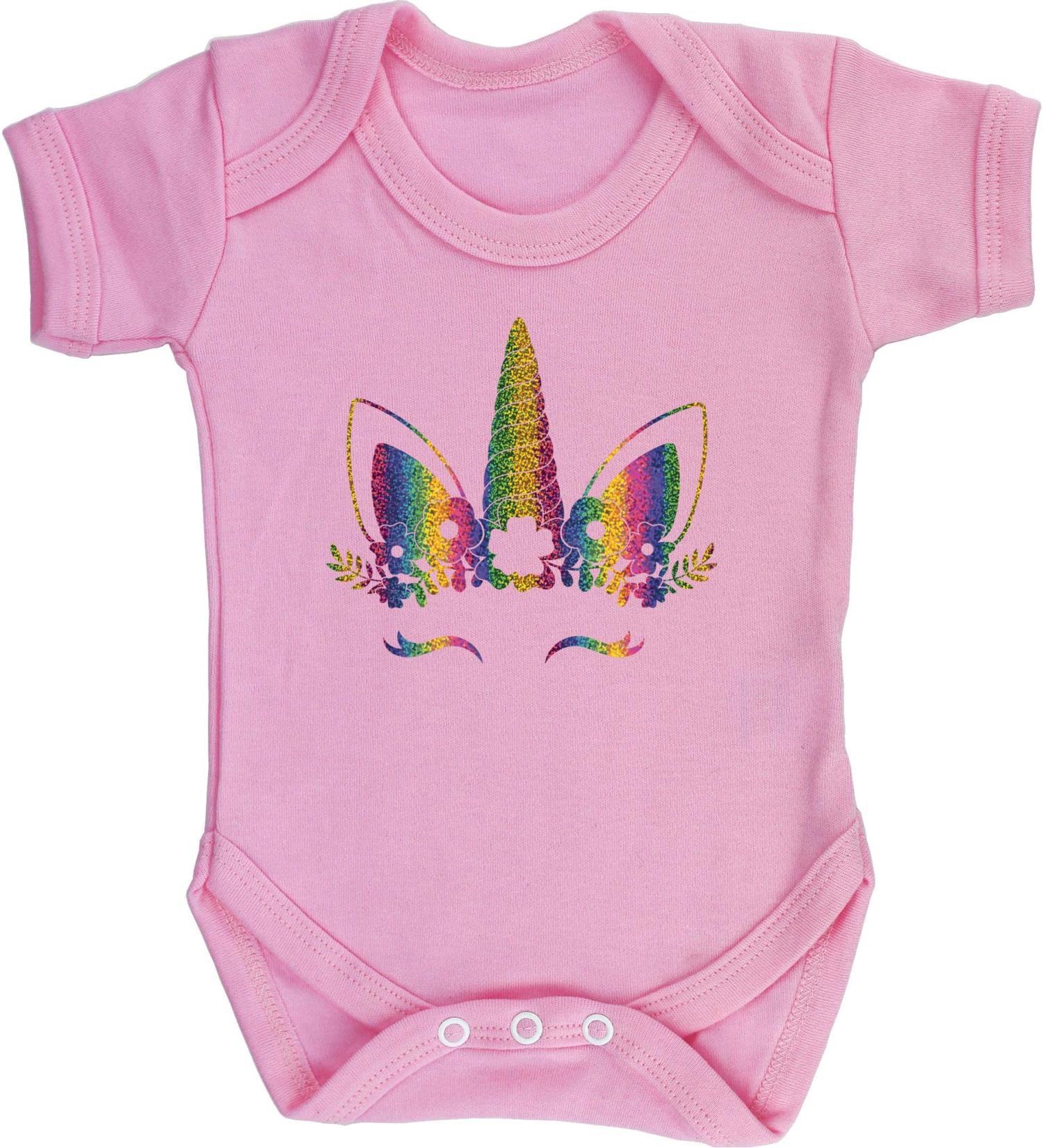 Hippowarehouse Rainbow Flower Unicorn Baby Vest Bodysuit - Short Sleeve for Boys and Girls - Buy Online on GoSupps.com