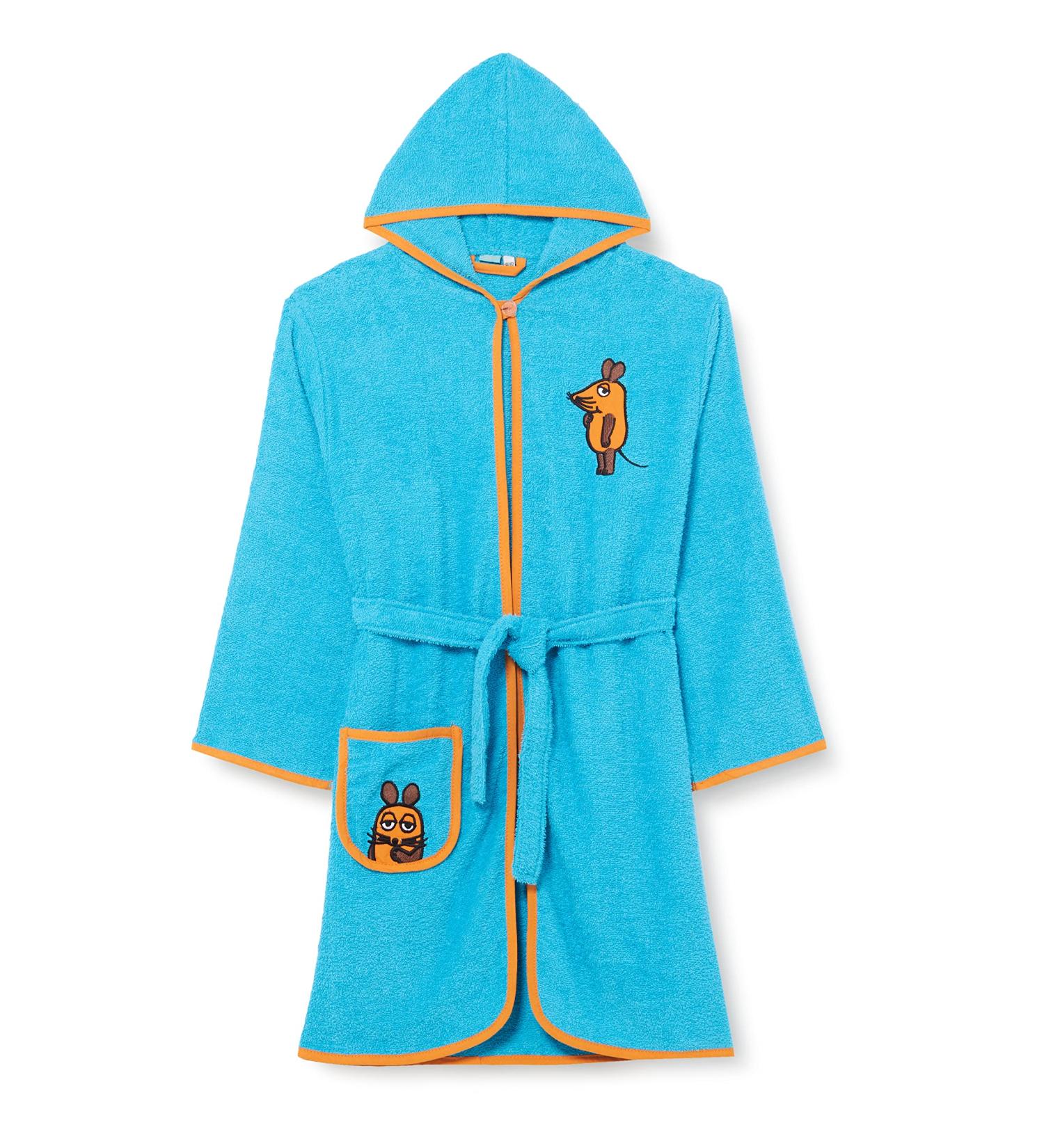 Playshoes Unisex Children's Terry Cloth Bathrobe Dressing Gown 146-152 - Aqua Blue The Mouse | International Shipping Available - Buy Online on GoSupps.com