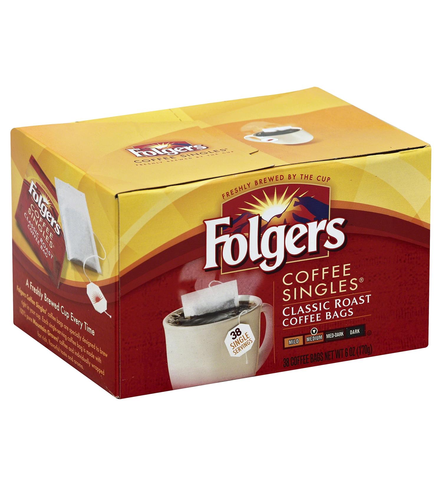 Folgers Coffee Singles Classic Roast Coffee Bags 6 Ounce - Buy Online on GoSupps.com