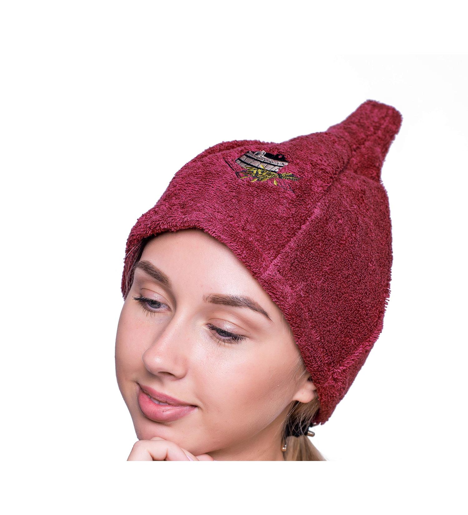 Ger3as 7 Colors Sauna Hat Women and Men 100% Cotton with Embroidery Wellness Hat Premium Quality Bordo