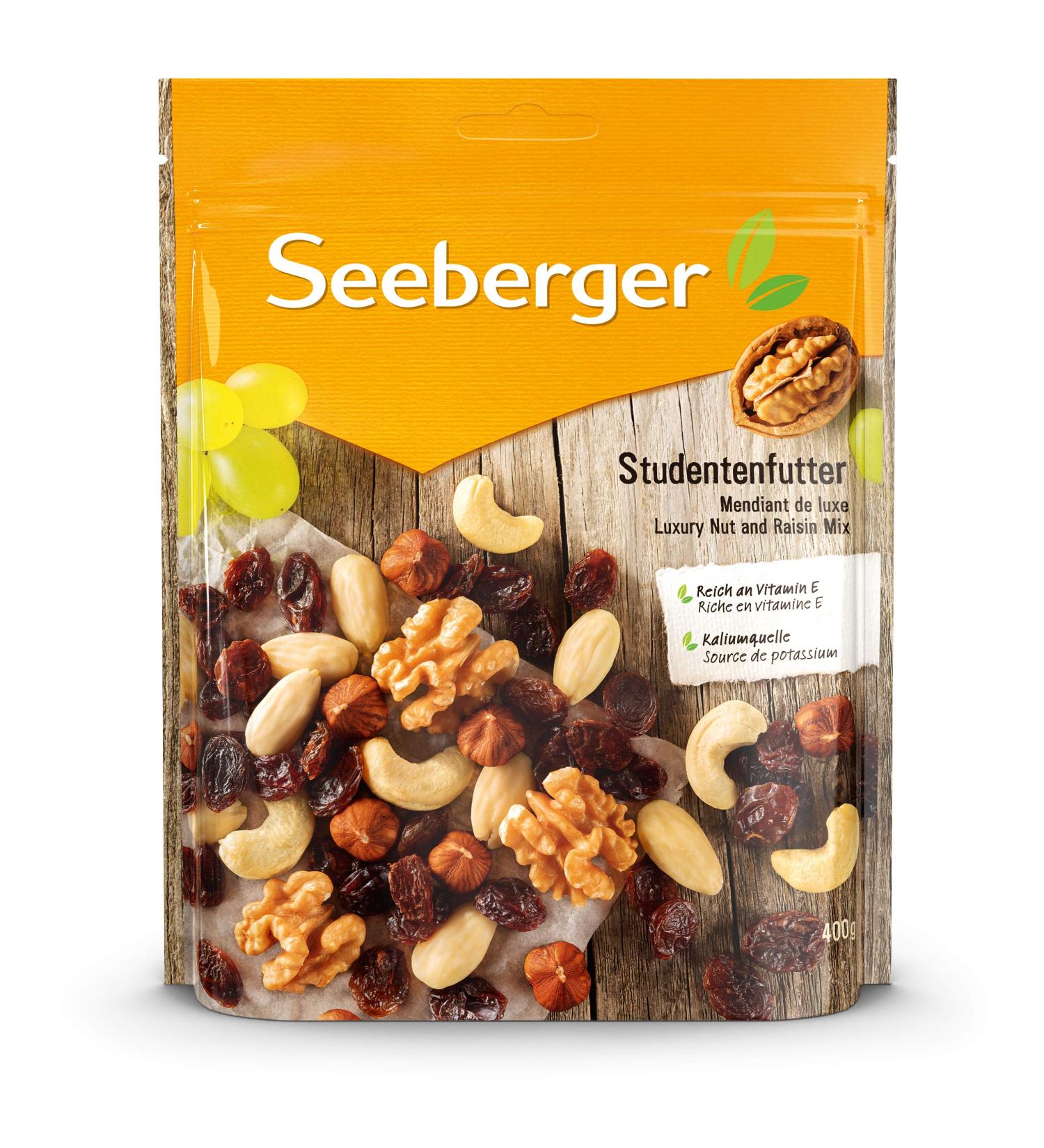 Buy Seeberger Student Food: Vegan Nut-Fruit Mix with Hazelnuts Almonds Walnuts & Raisins - 400g Pack | Rich in Vitamin E | International Shipping - Buy Online on GoSupps.com