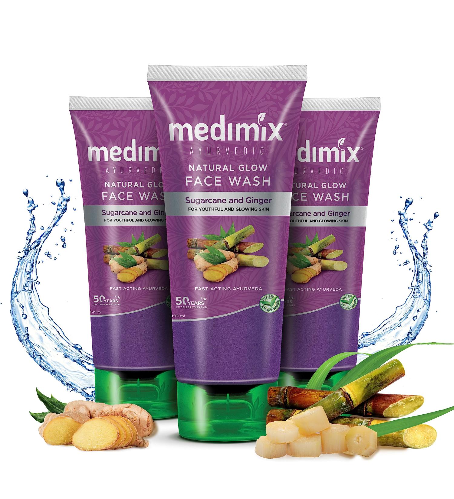 Medimix Ayurvedic Natural Glow Face Wash 100ml (Pack of 3) - Buy Online on GoSupps.com
