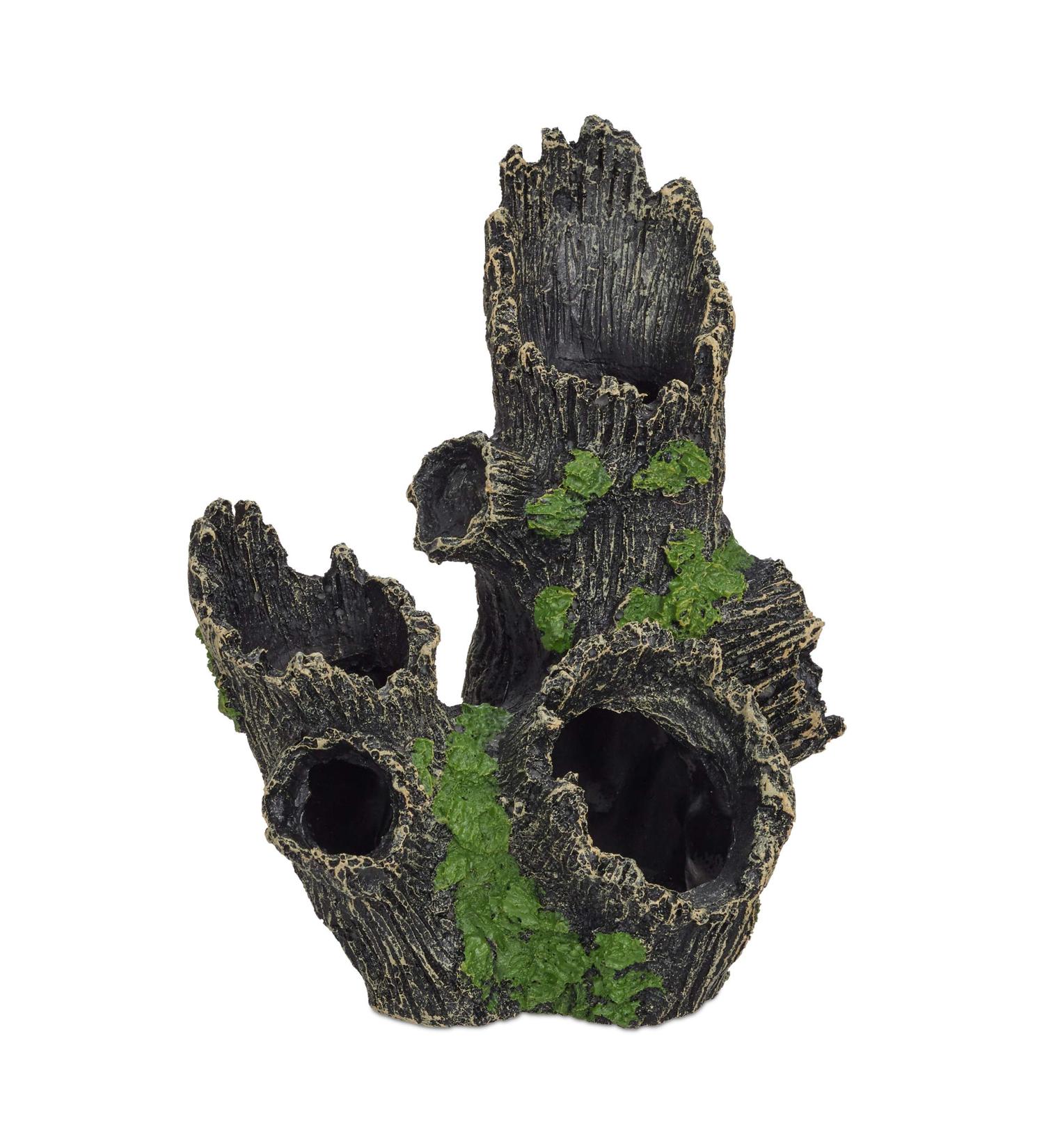 Relaxdays Aquarium Decoration - Tree Trunk Cave Hiding Place | Natural Look 16.5x15.5x11 cm | Black-Green Aquarium Accessory - Buy Online on GoSupps.com