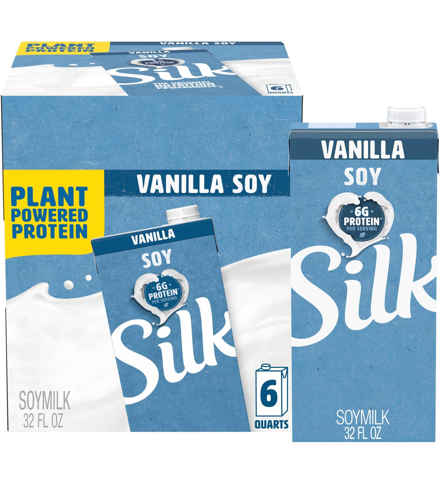 Soy Vanilla Non-Dairy Milk, 32 oz Cartons (Pack of 6) - Individually Packaged Dairy-Free Soy Milk - Buy Online on GoSupps.com