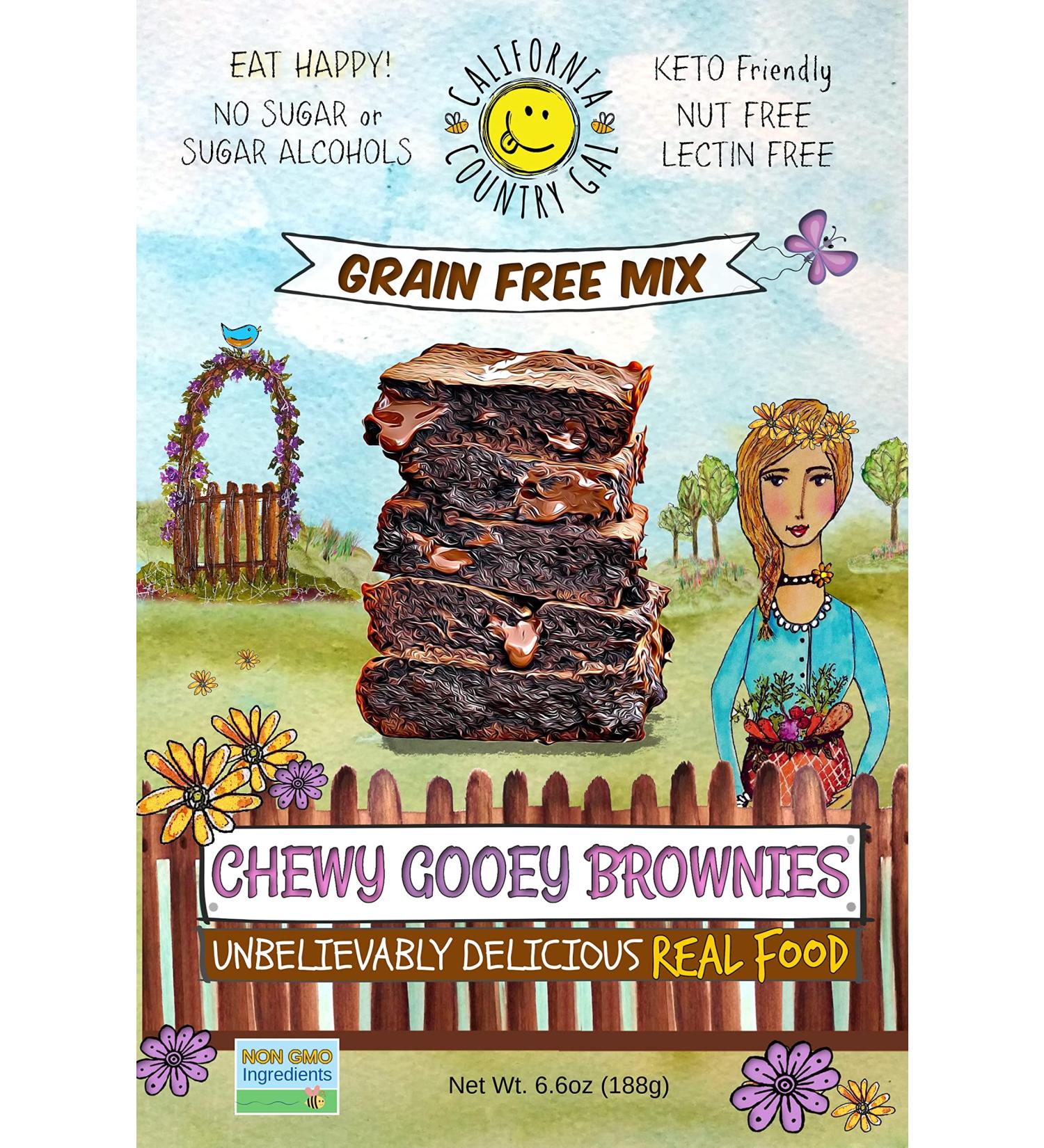 California Country Gal Clean Keto Chewy Gooey Brownie Mix - Low Carb, Paleo, Grain Free, Gluten Free, Lectin Free, No Added Sugars - 6.6oz - Buy Online on GoSupps.com