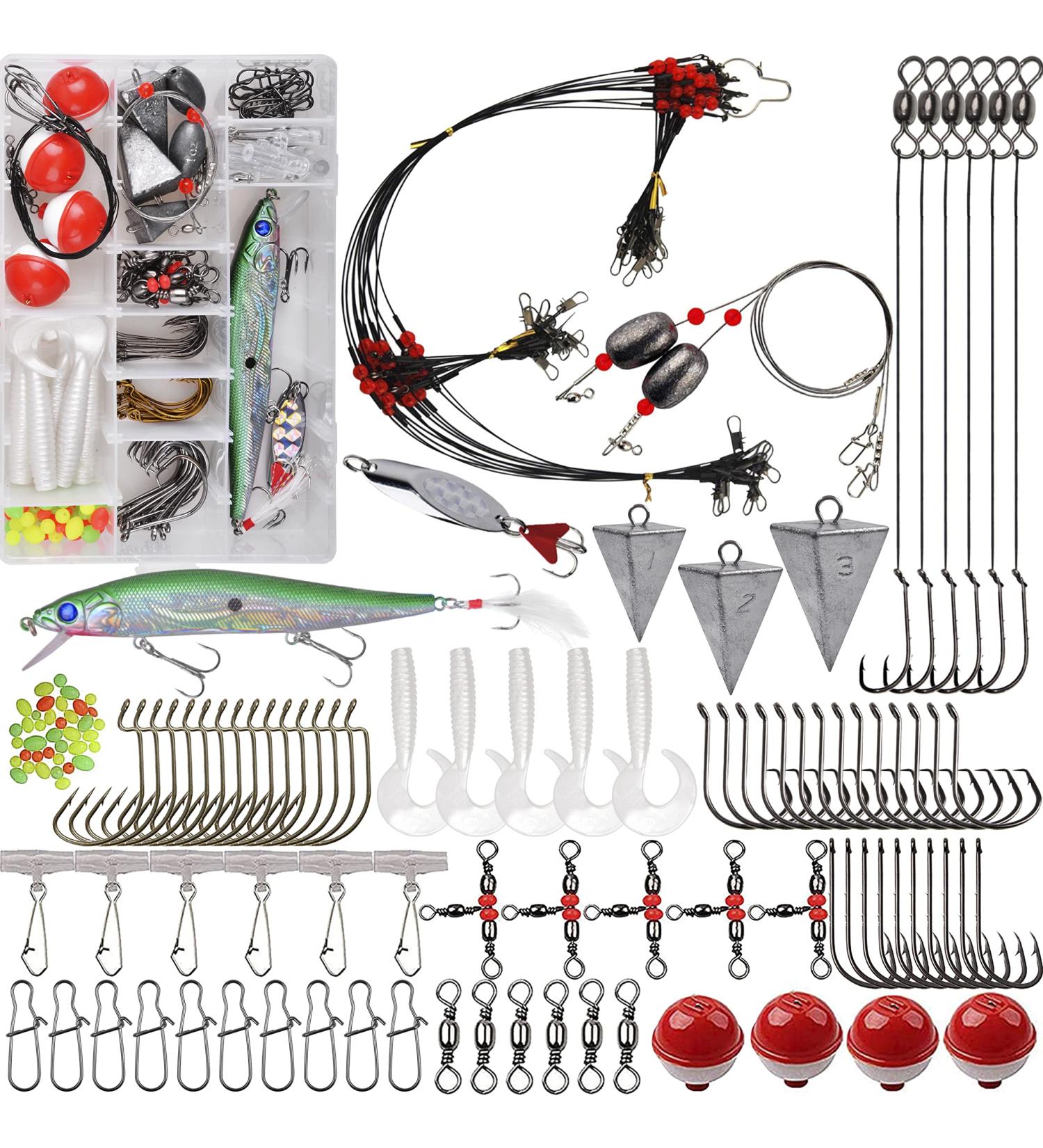 131pcs Saltwater Surf Fishing Tackle Kit | Surf Fishing Rigs, Lures, Hooks, Leader Swivel, Sinker, Metal Spoon | Beach Fishing Gear & Accessories - Buy Online on GoSupps.com