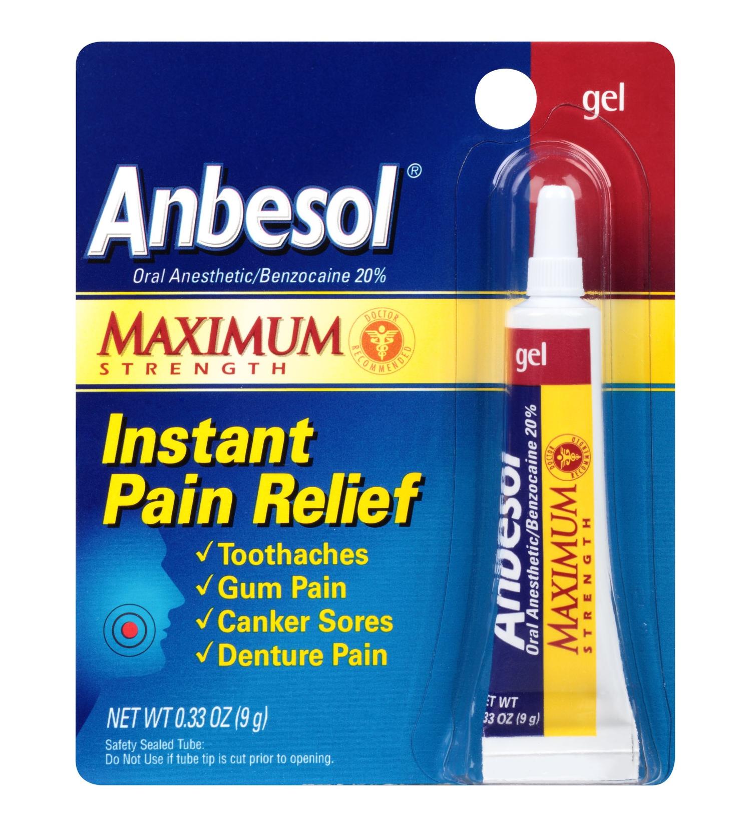 Anbesol Maximum Strength Oral Anesthetic Gel 0.33oz (Pack of 3) - Fast-Acting Pain Relief - Buy Online on GoSupps.com