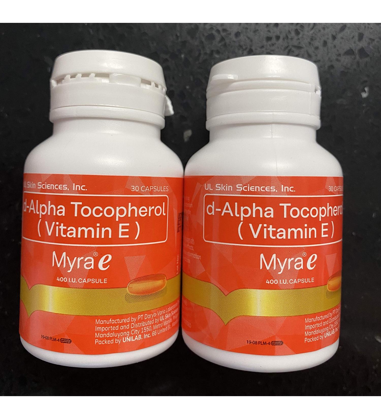 60 Capsules Myra E 400 IU Vitamin E d-Alpha Tocopherol - Top Quality Antioxidant Supplement - Buy Online on GoSupps.com