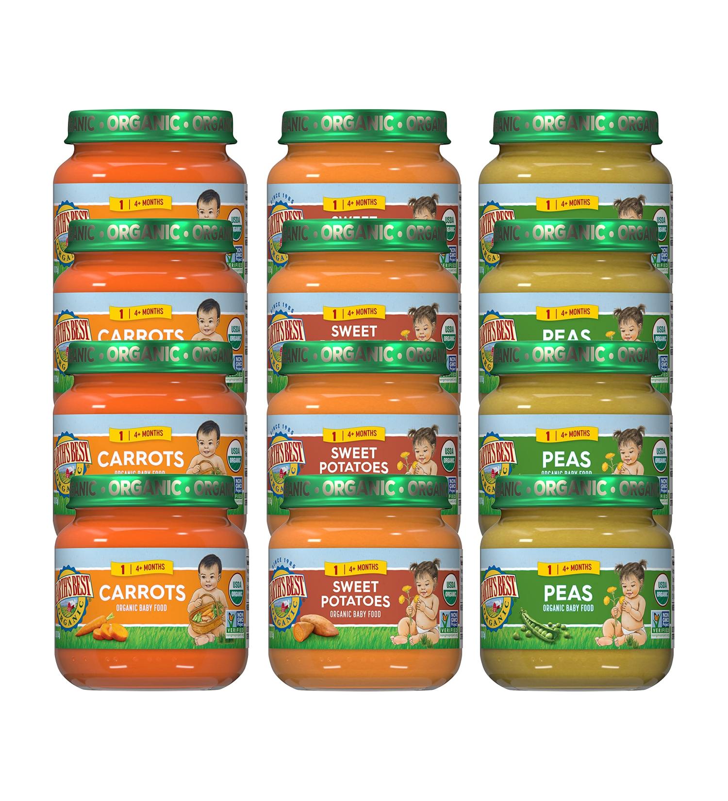 Earth's Best Organic Stage 1 Baby Food Veggie Jars Variety Pack 4 oz (12 Pack) - Buy Online on GoSupps.com