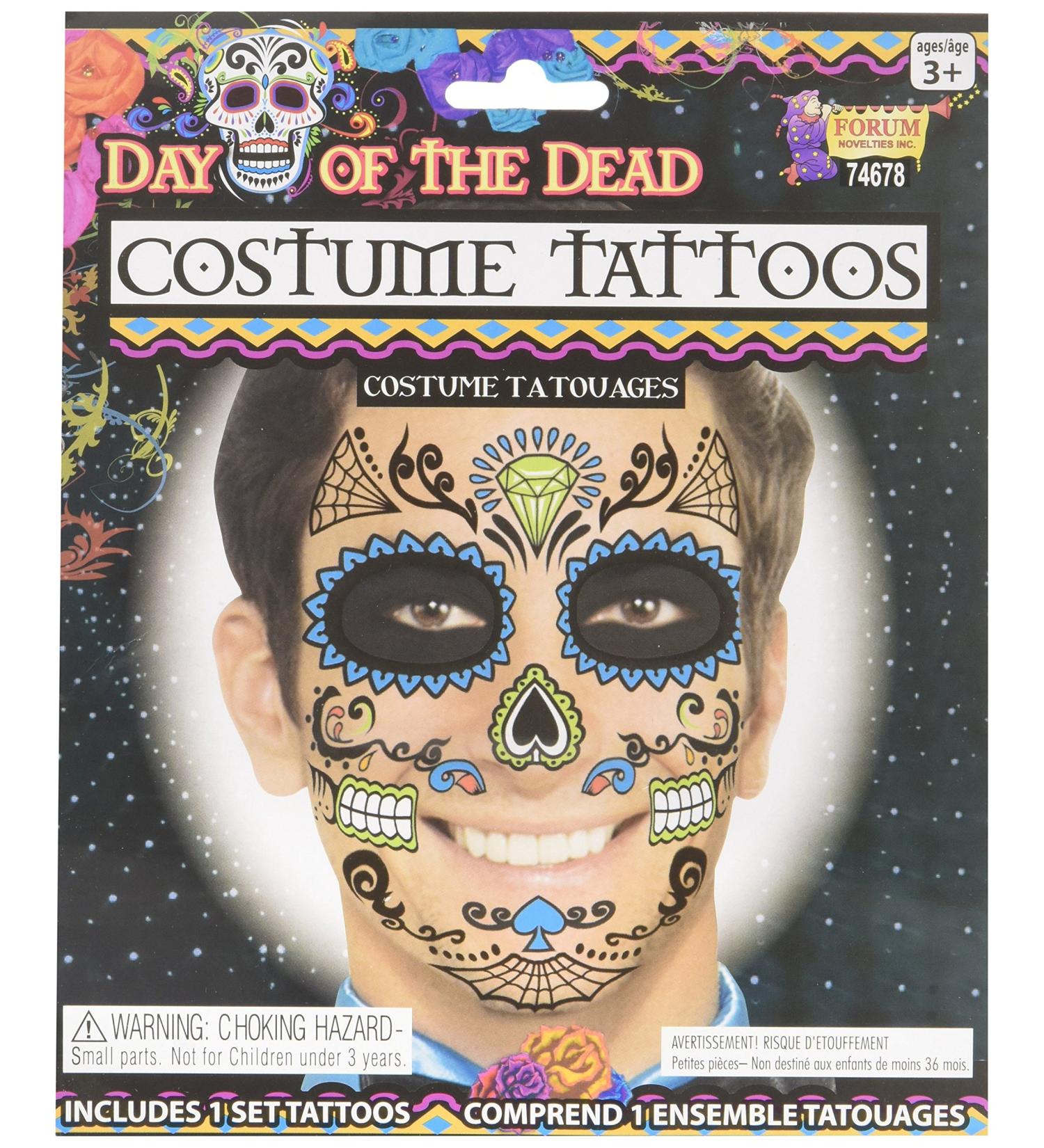 Forum Novelties Day of The Dead Male Face Tattoo