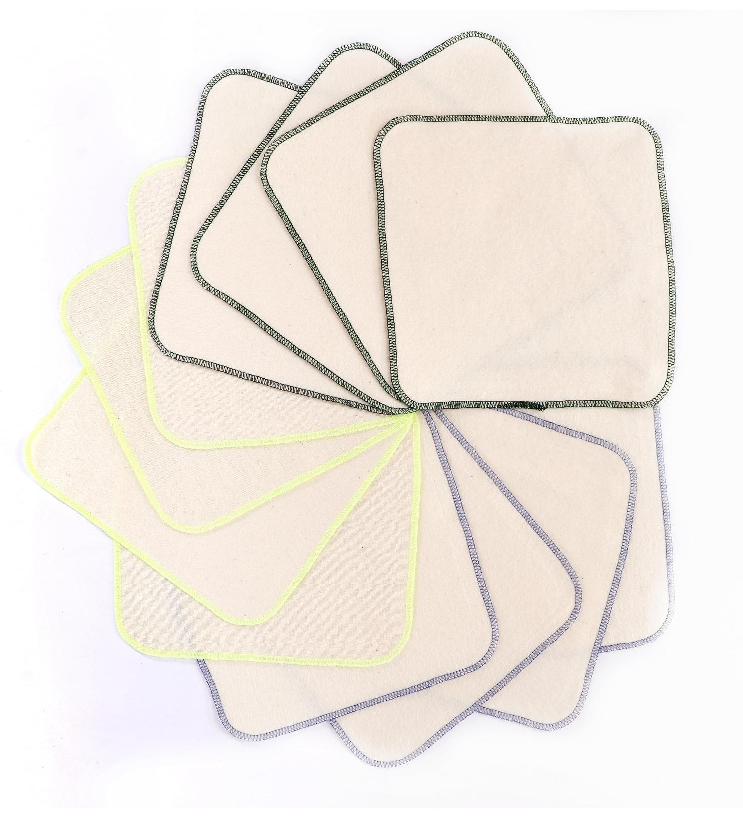 Organic Cotton Flannel Hubs - 15 Pack Baby Washcloths | Eco-Friendly Multi-Way Replacement for Wet Wipes - 21x21 cm Washable Mini Towels - Buy Online on GoSupps.com