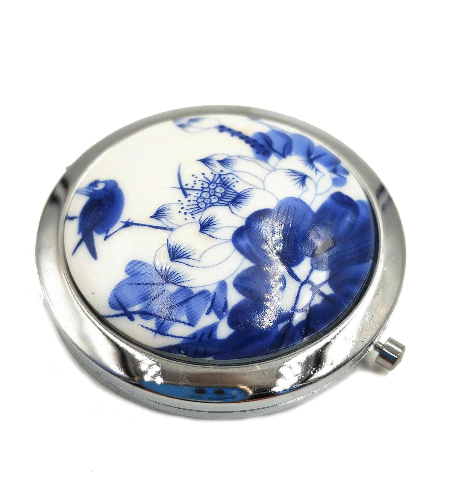 Blue and White Porcelain Compact Mirror | Magnifying Makeup Travel Mirror | Unique Gift for Women - Buy Online on GoSupps.com