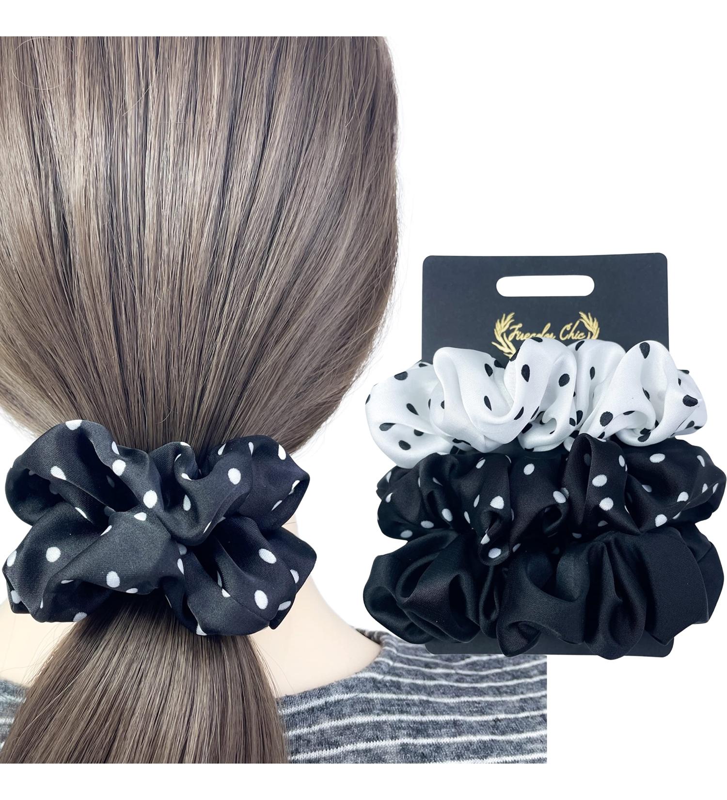Firecolor 3 Pcs Medium Satin Silk Scrunchies Hair Ties - Neutral Sturdy Hair Accessories for Women and Girls - No Hair Damage - M Set 1 - Buy Online on GoSupps.com